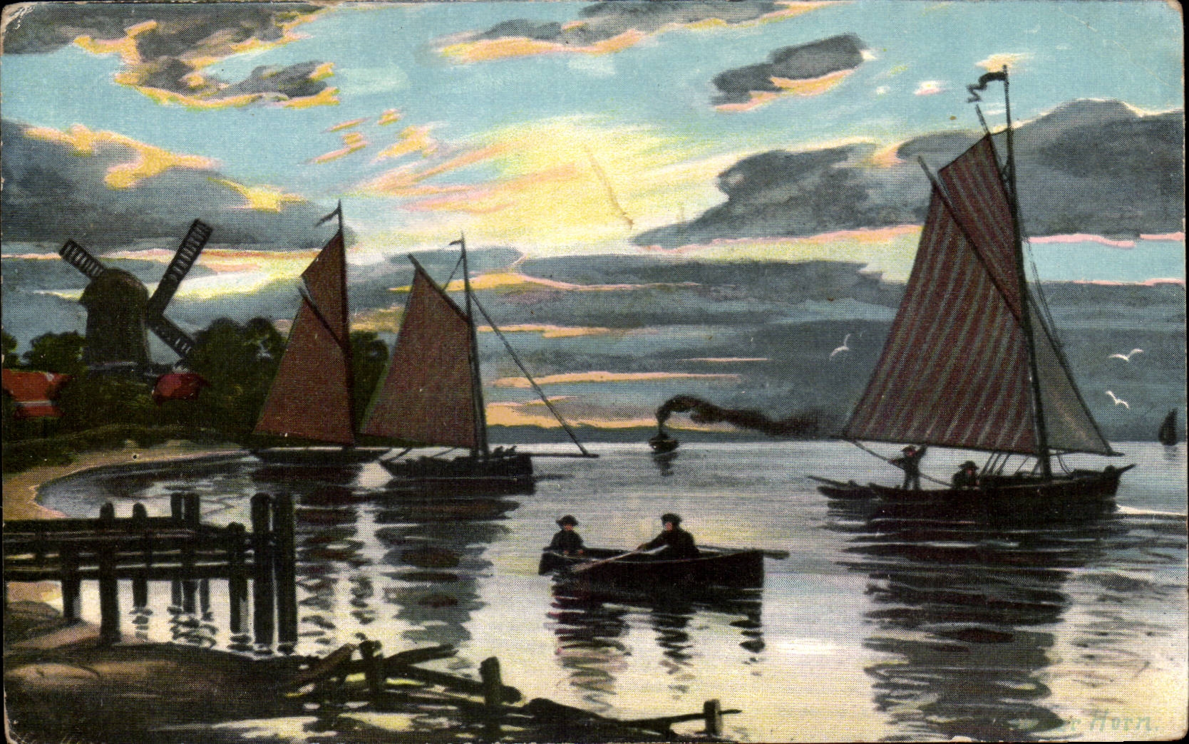 CPA Fantaisie Marine Moulin Windmill