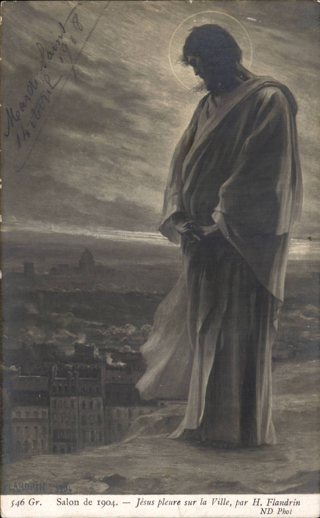 CPA Fantaisie Salon de 1904 Jeus pleure sur la ville par Flandrin