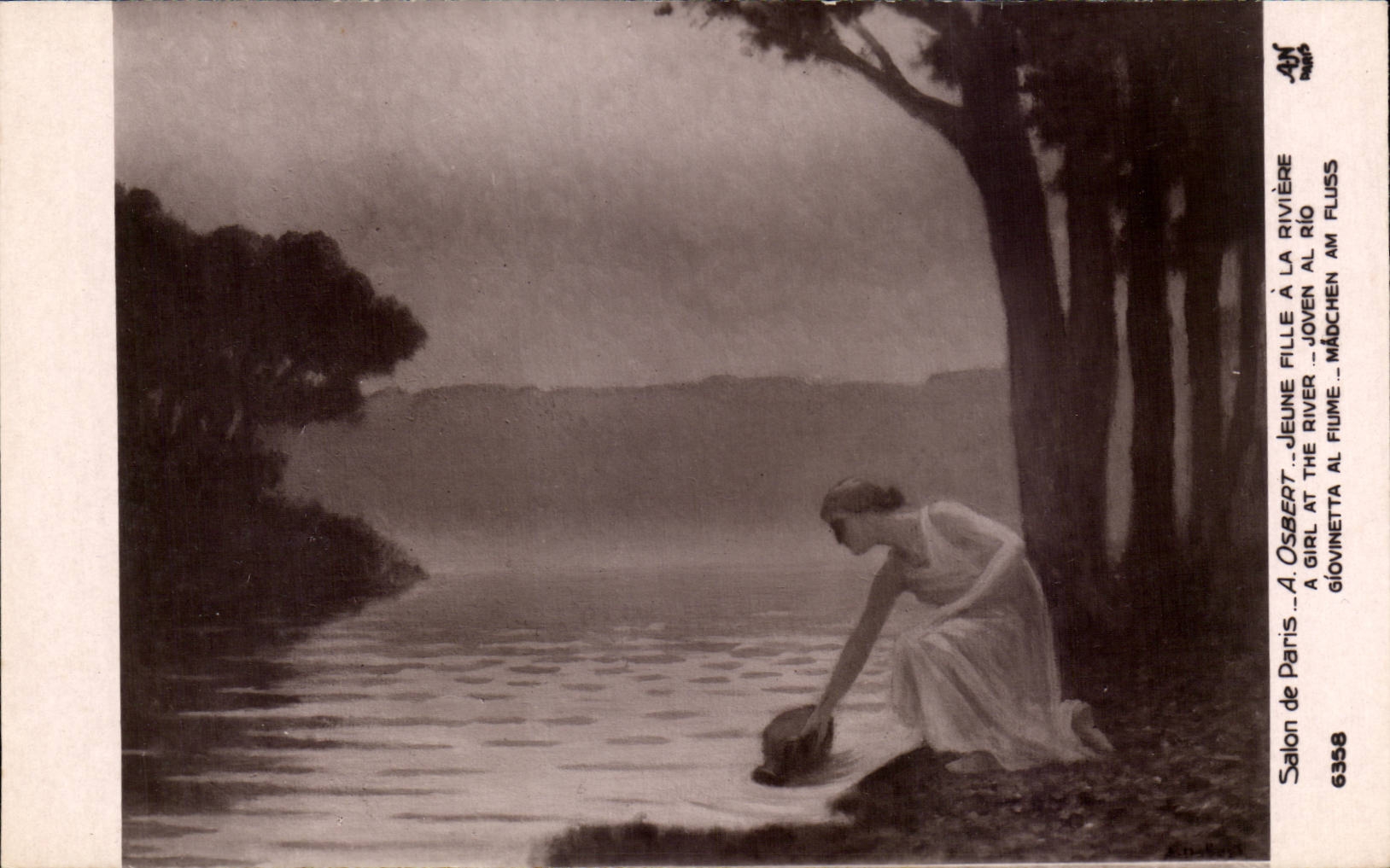 CPA Fantaisie Salon de paris Osbert Jeune fille a la riviere