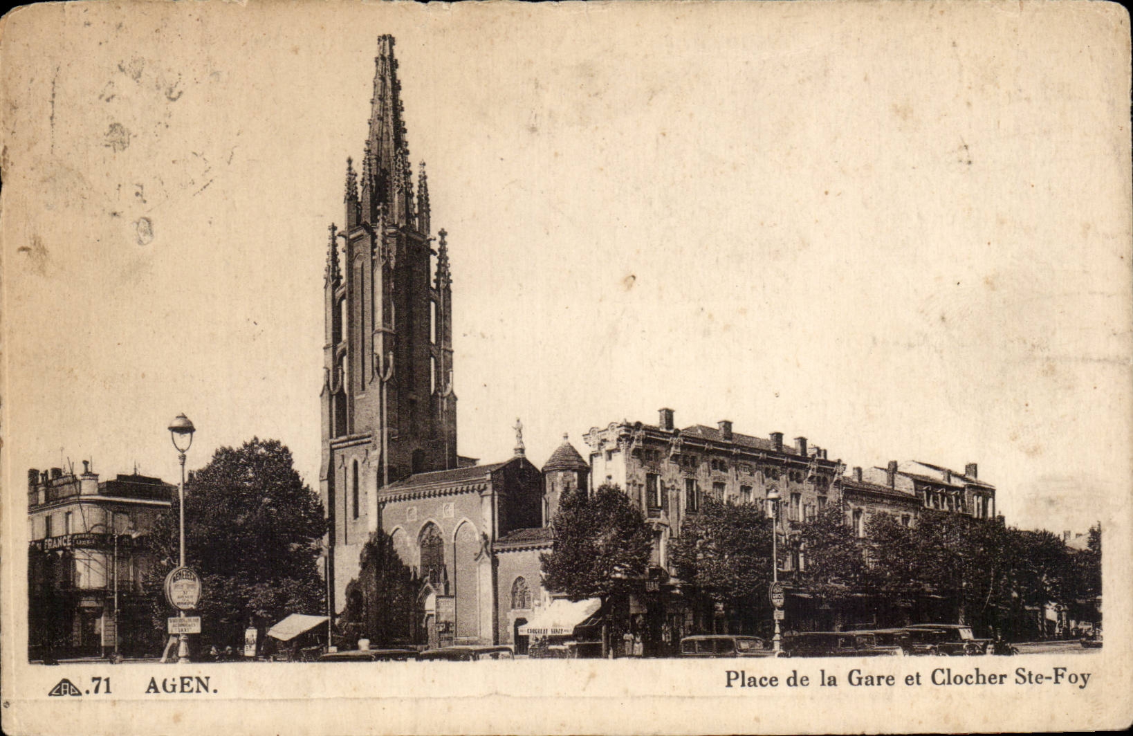 CPA Agen Places Station and bell-tower co  Foy