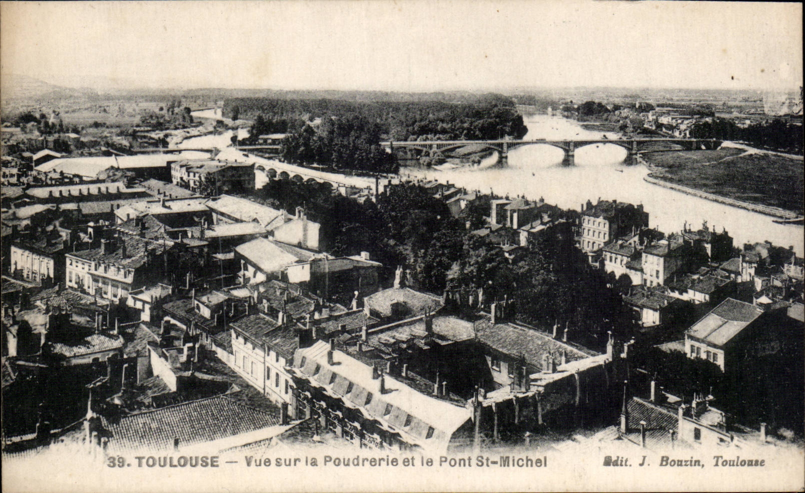 Toulouse - Vue sur la Poudrerie et le Pont St Michel - CPA 