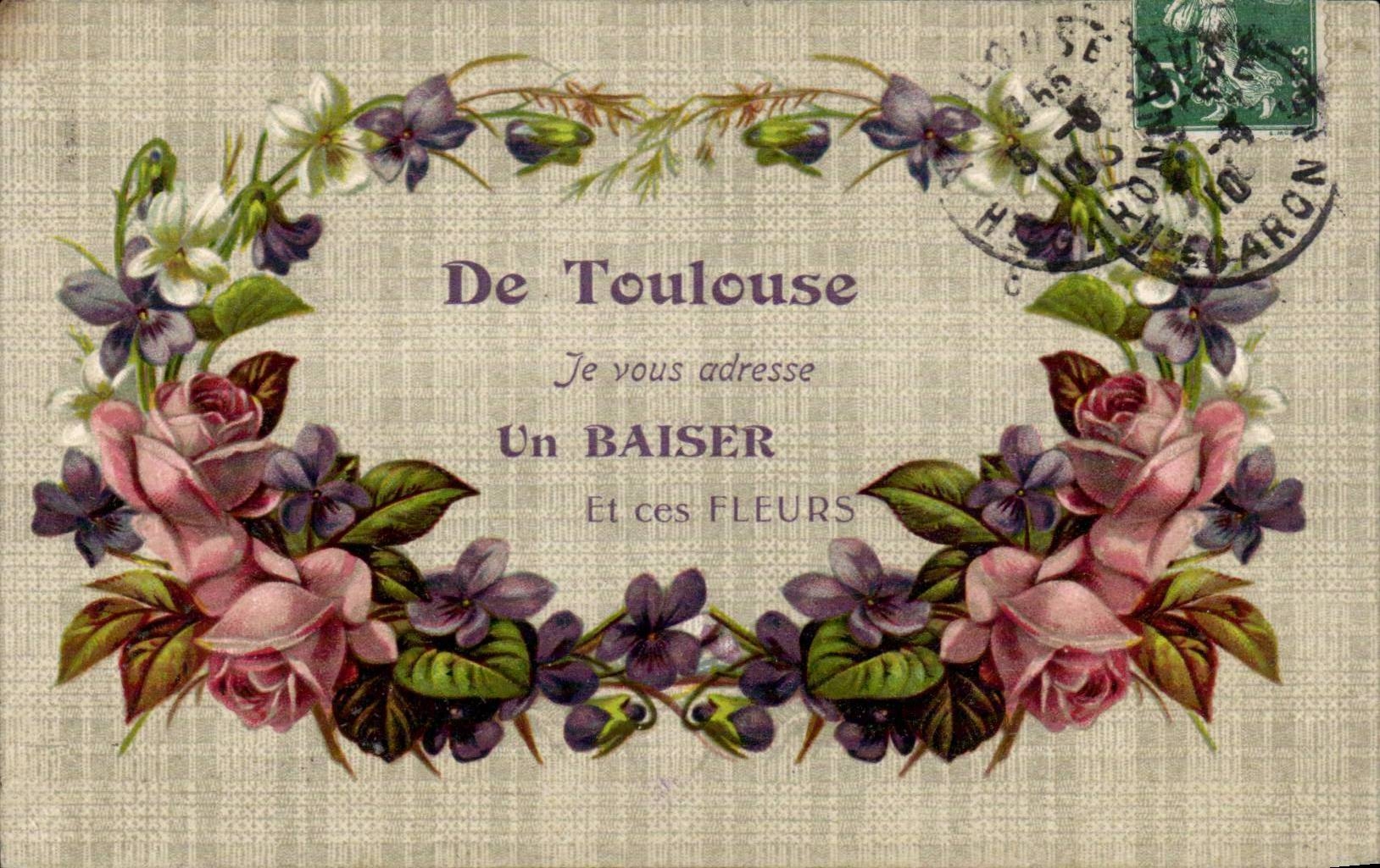 Toulouse - Souvenir - fleurs - flowers - CPA 
