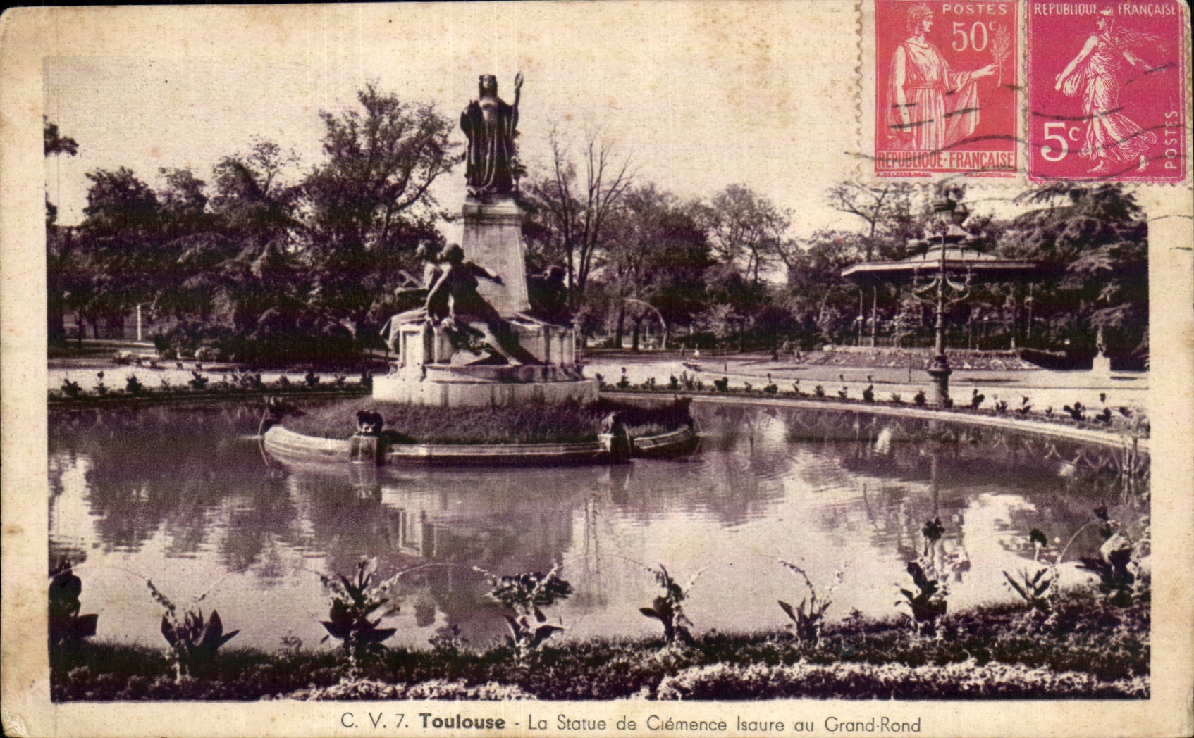 Toulouse - La Statue de Clemence Isaure au Grand Rond - CPA 