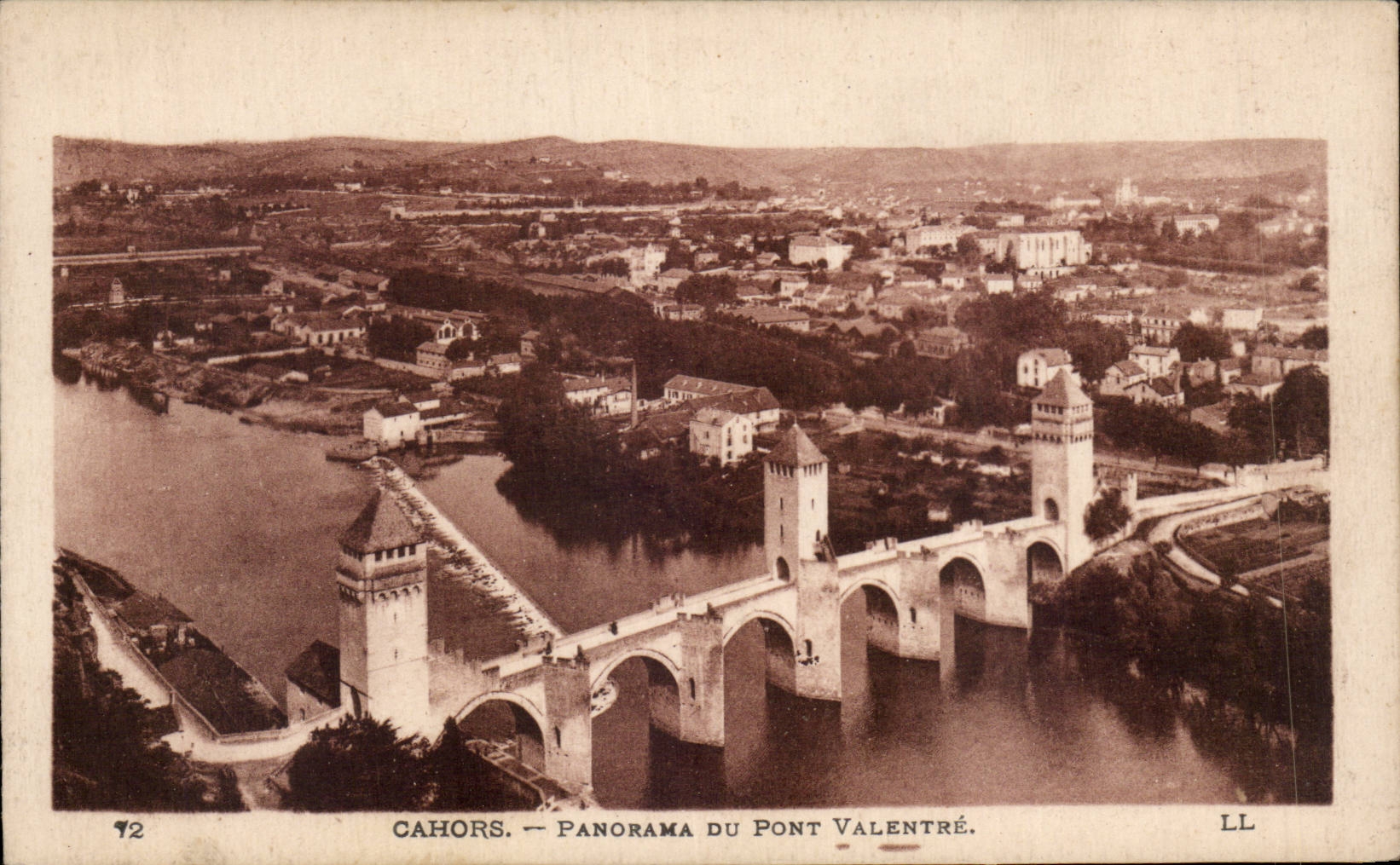 Cahors - Panorama of the Valentre Bridge - CPA