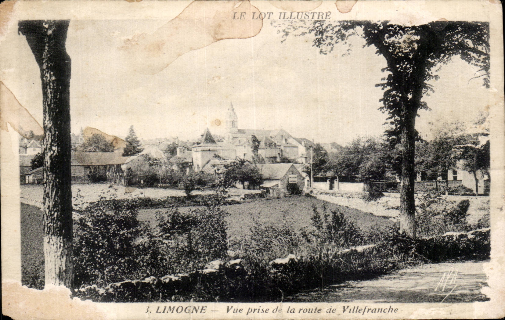 Limogne - Vue prise de la Route de Villefranche - CPA 