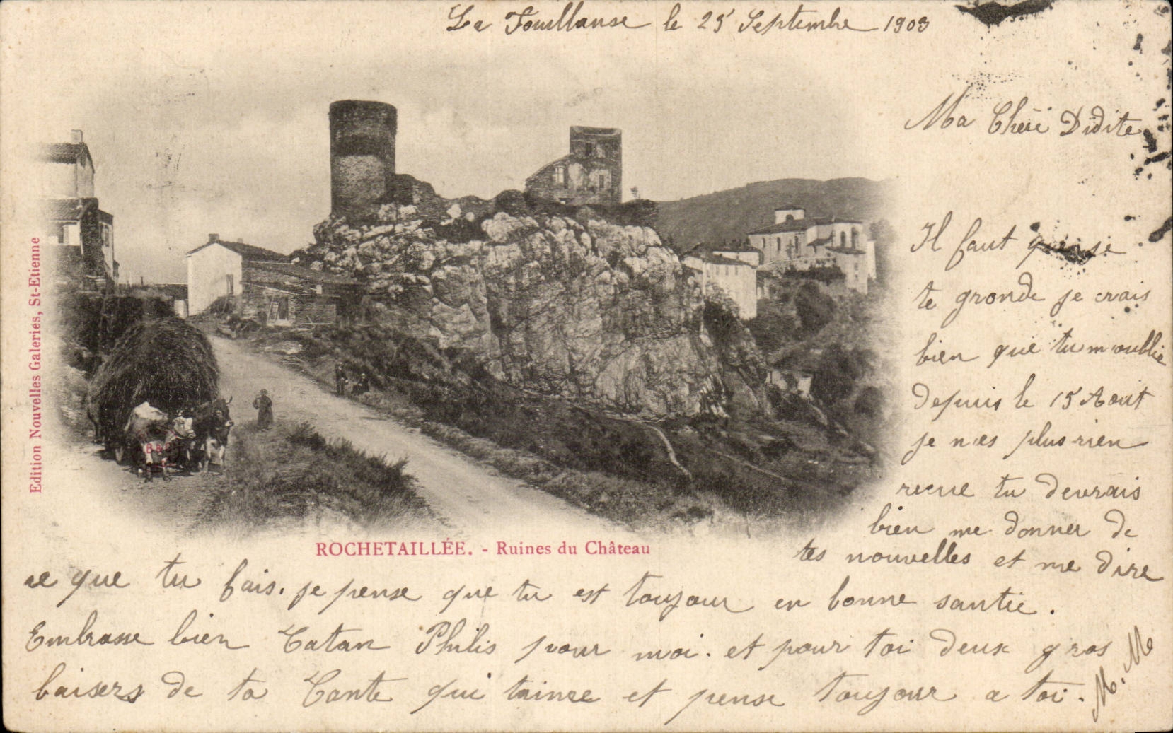 Saint Etienne - Surroundings - Ruins of the Castle - Rochetaillee Cart has hay - CPA