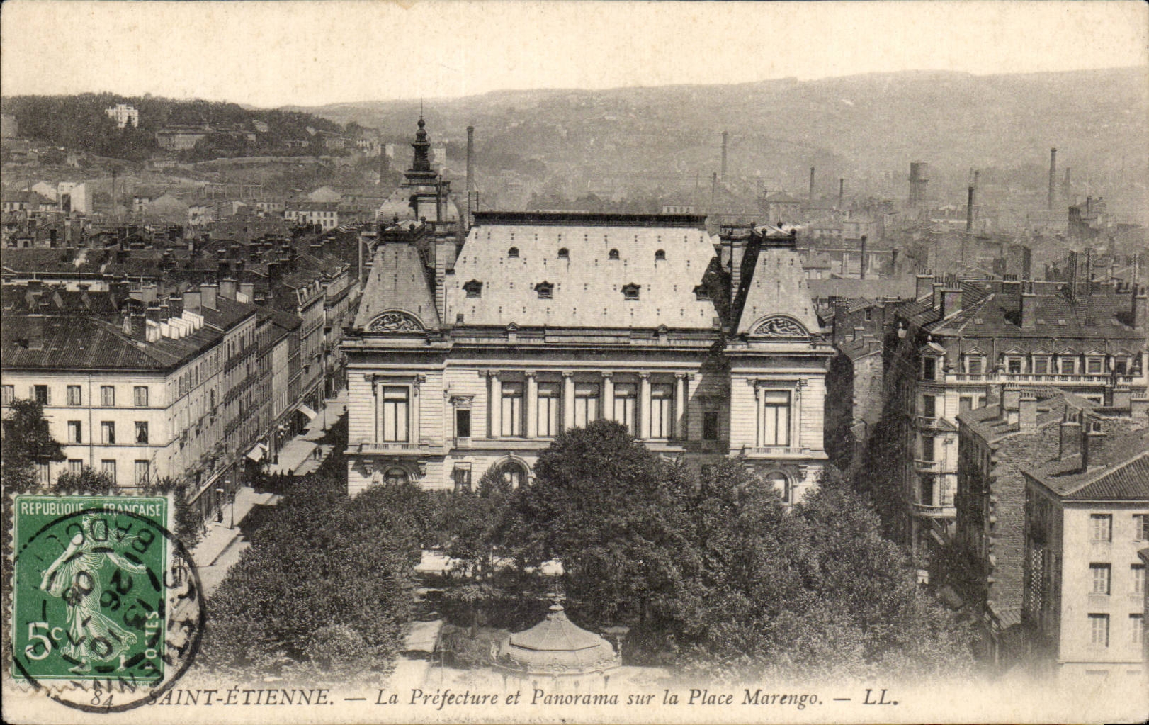 Saint Etienne it Prefecture and Panorama on the Morengo Place - CPA