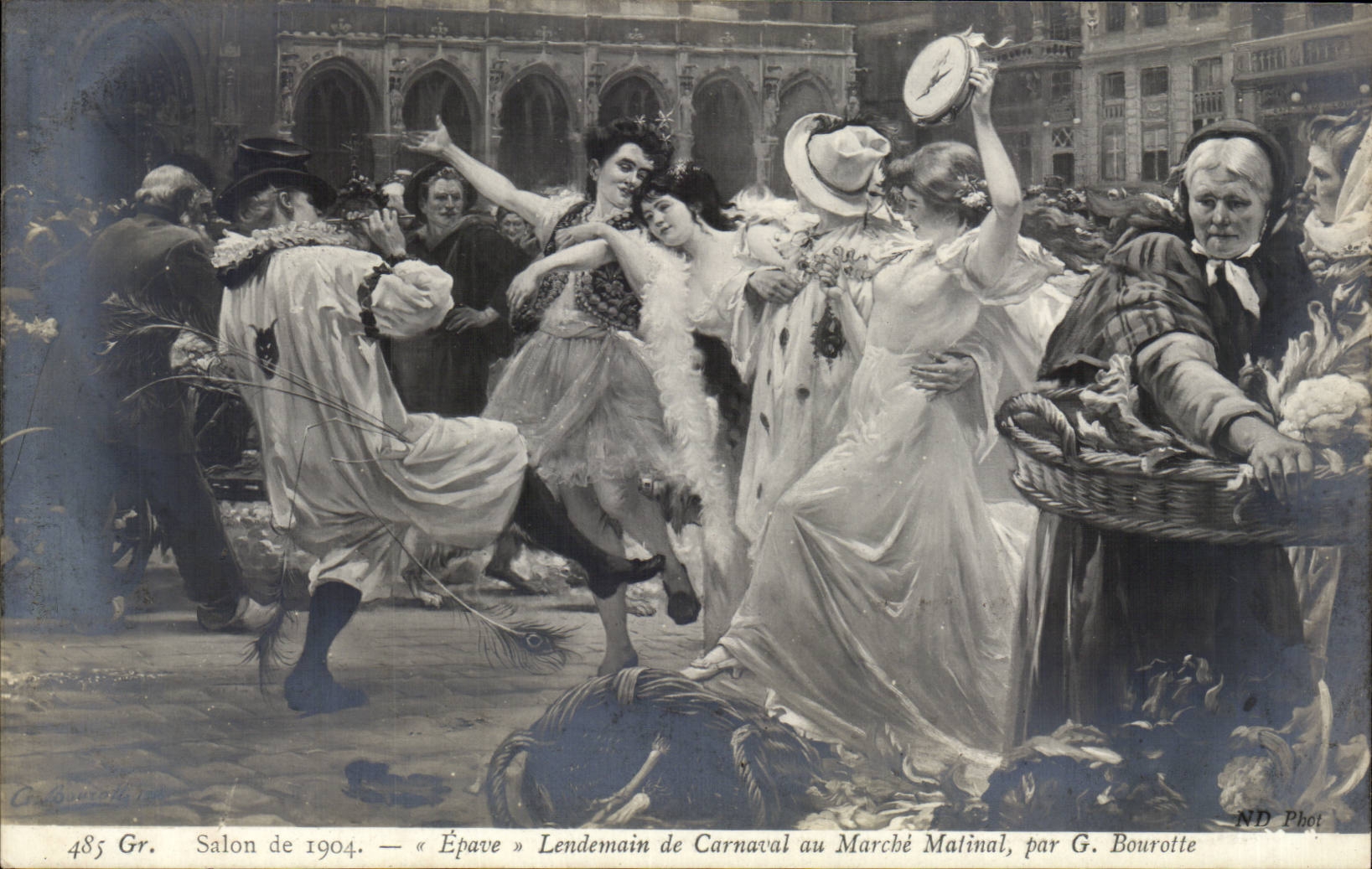 Arts - Painting - Living room of 1904 - Shortly after Morning Carnival at the Market Bourotte - CPA