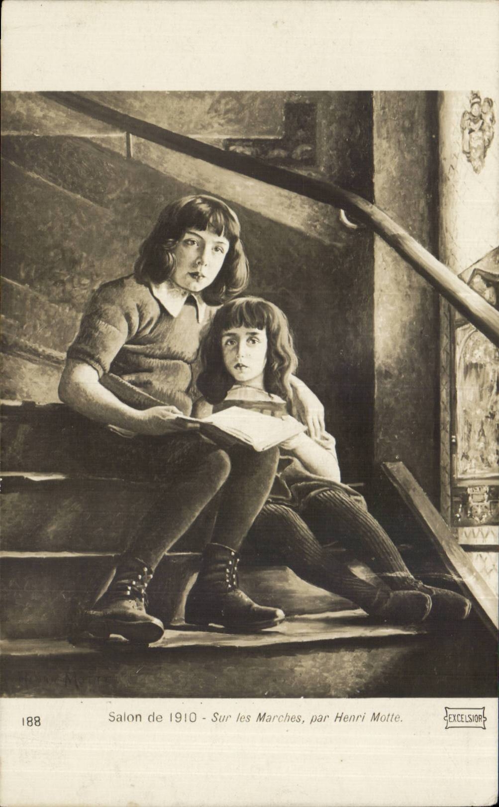 CPA Salon de 1910 Sur les marches par Henri Motte