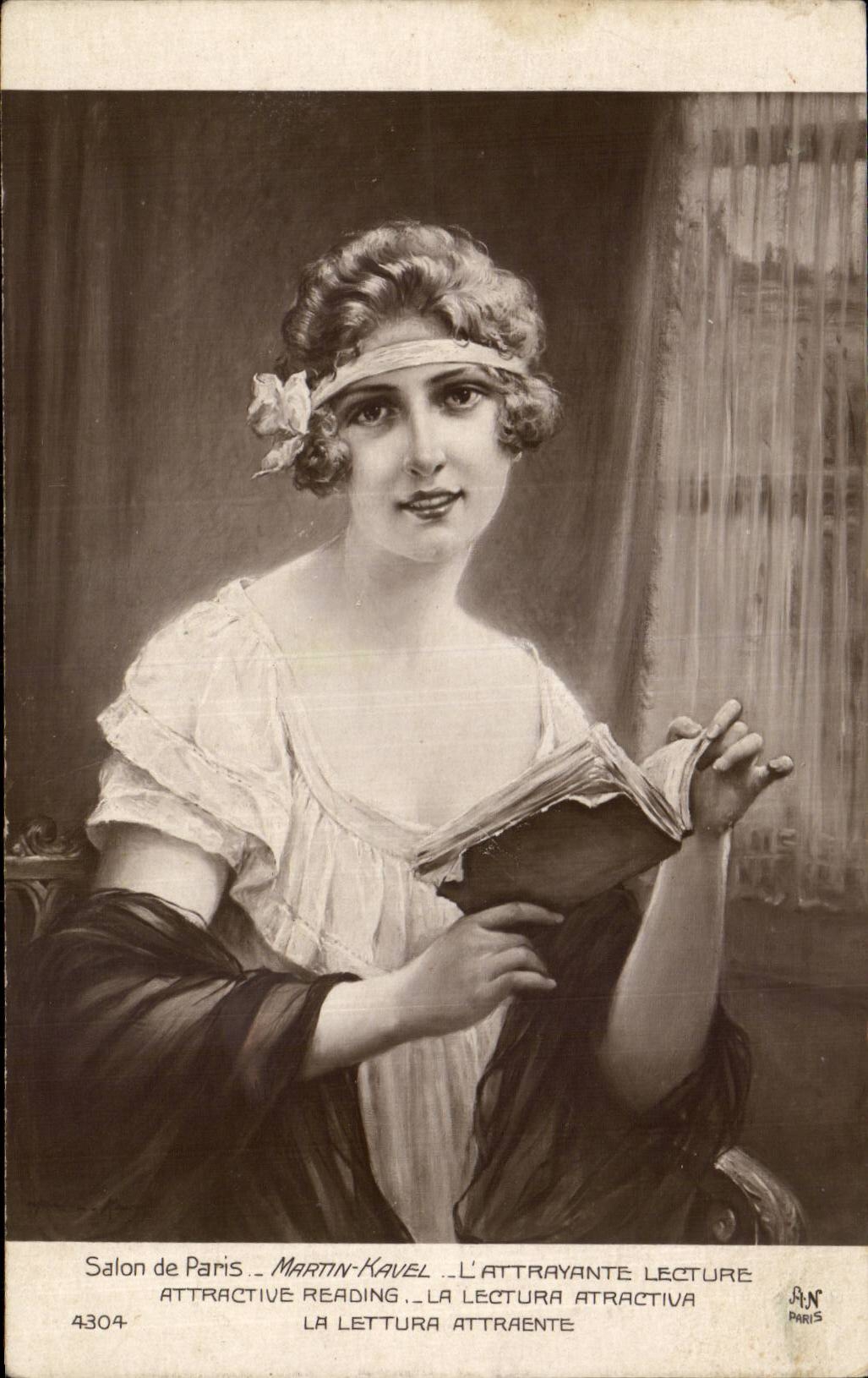 CPA Fantaisie Salon de Paris Martin Kavel L'attrayante lecture 