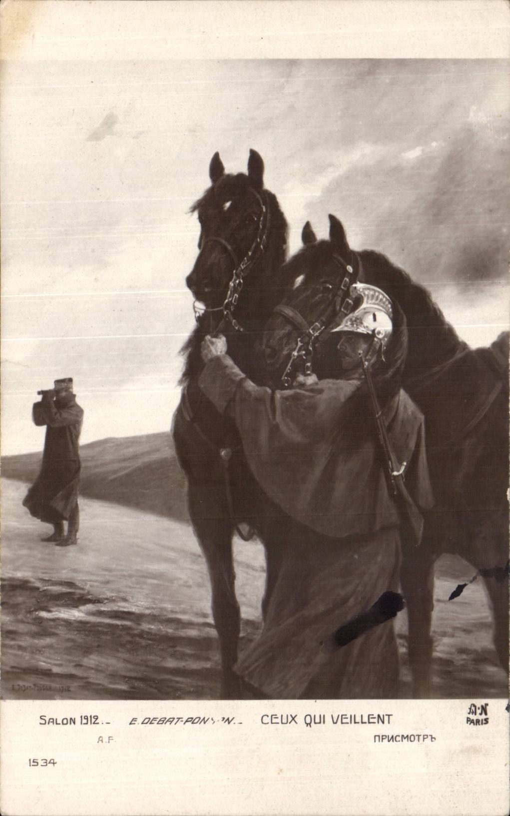 CPA Fantaisie Salon 1912 Debat Ponsin Ceux qui veillent Militaria