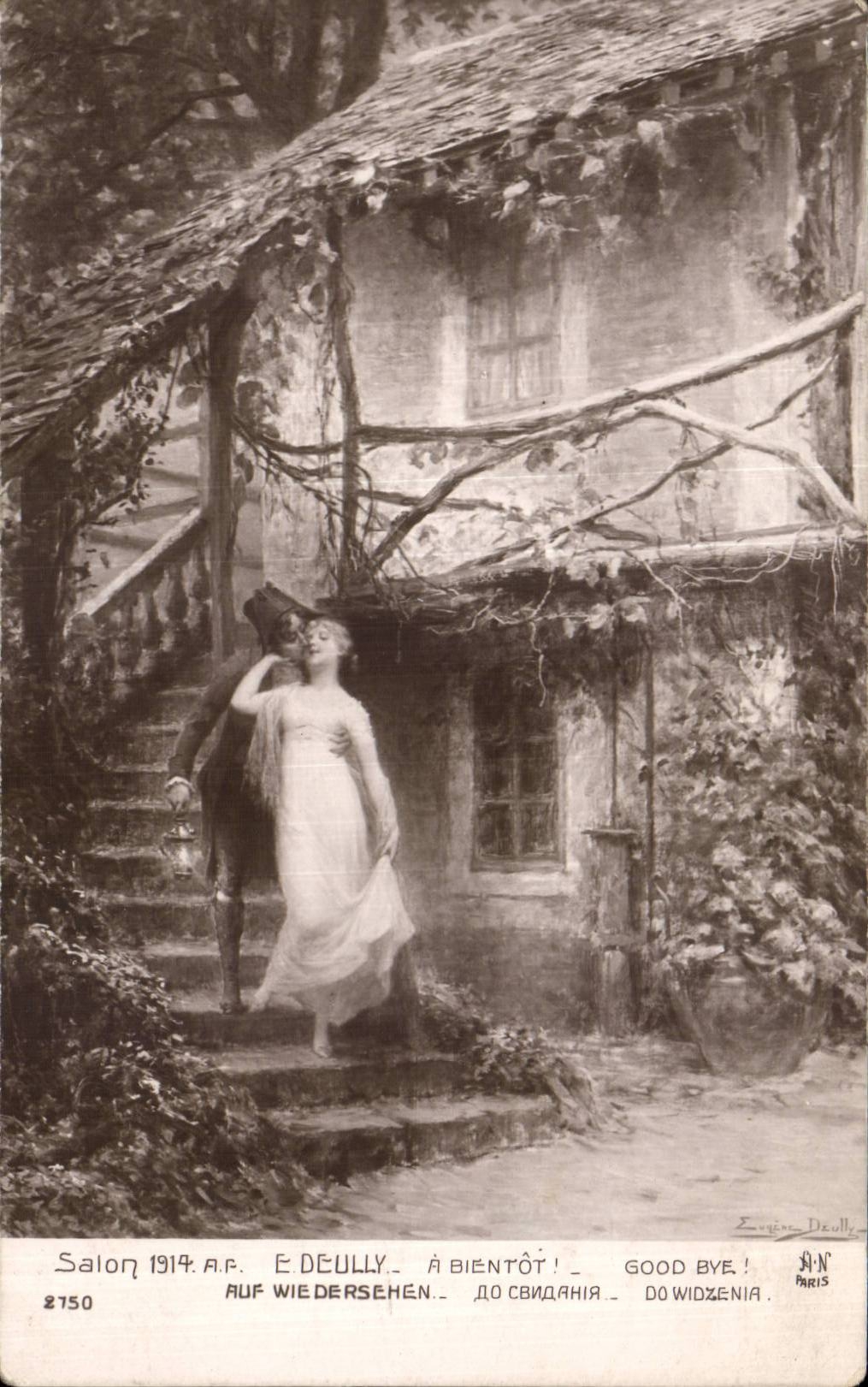 CPA Fantaisie Salon 1914 Deully A bientot 