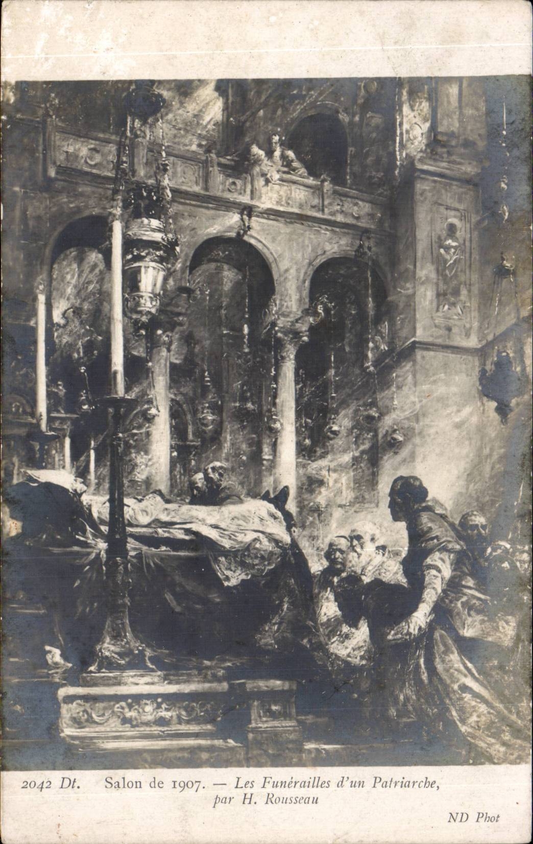 CPA Fantaisie Salon de 1907 Les funerailles d'un patriarche par Rousseau