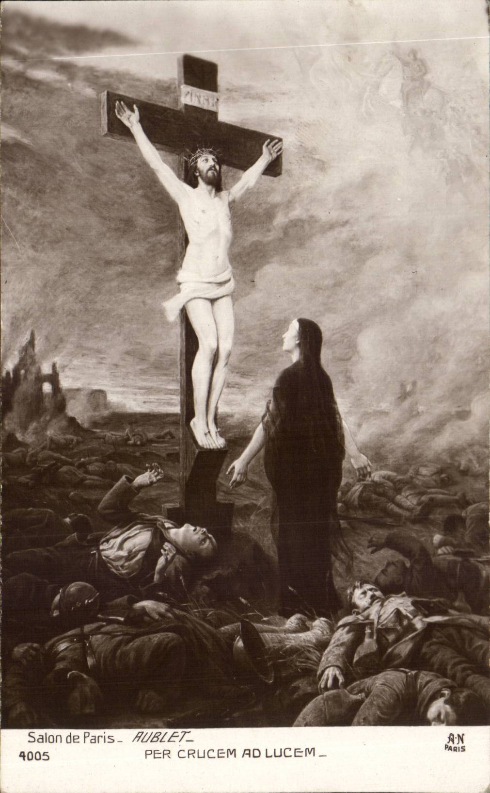 CPA Fantaisie Salon de Paris Aublet Per Crucem ad Lucem