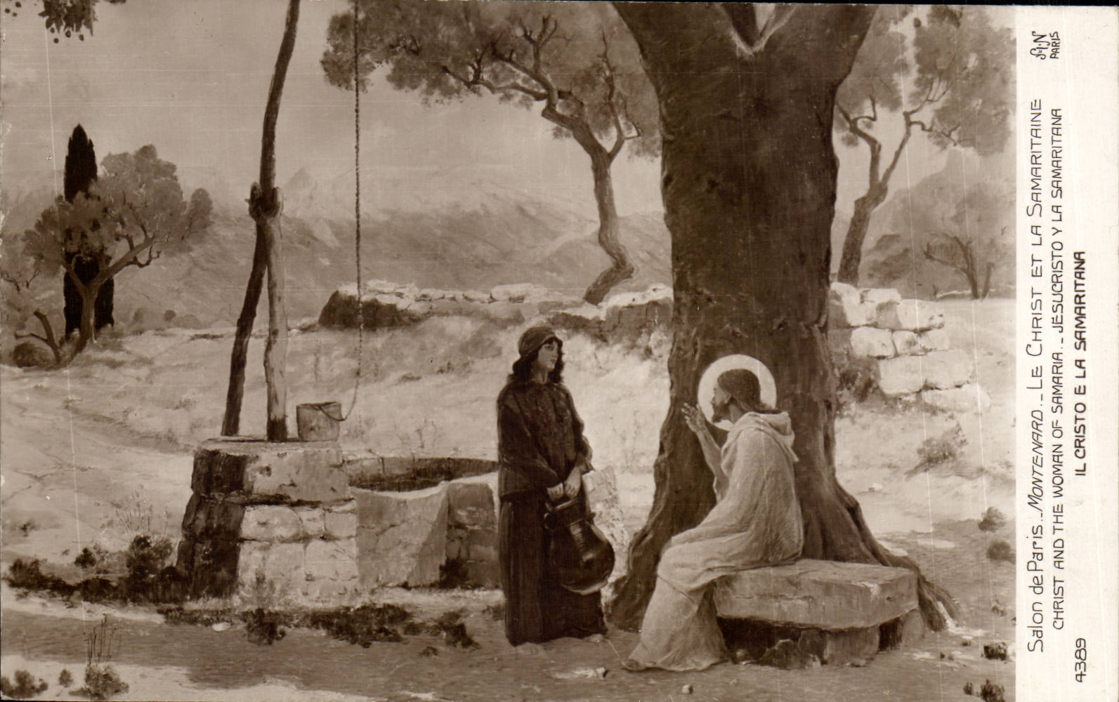 CPA Fantaisie Salon de Paris Montenard Le Christ et la Samaritaine