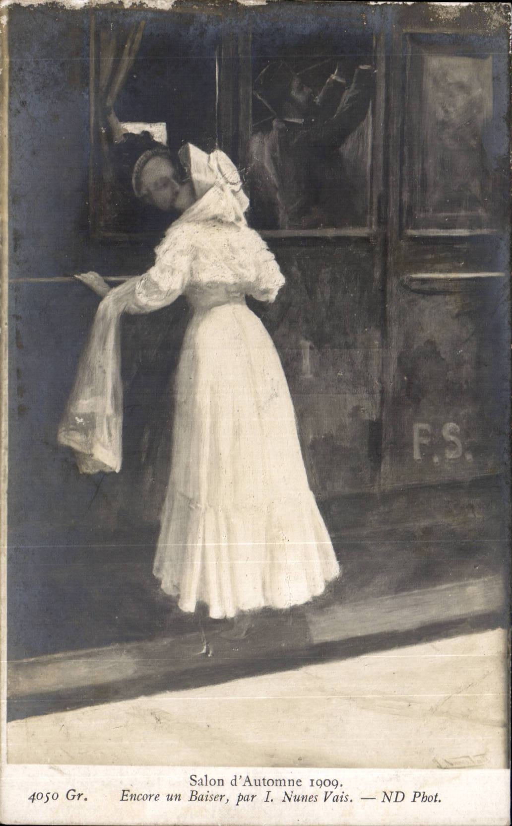 CPA Fantaisie Salon d'automne 1909 Encore un baiser Nunes Vais