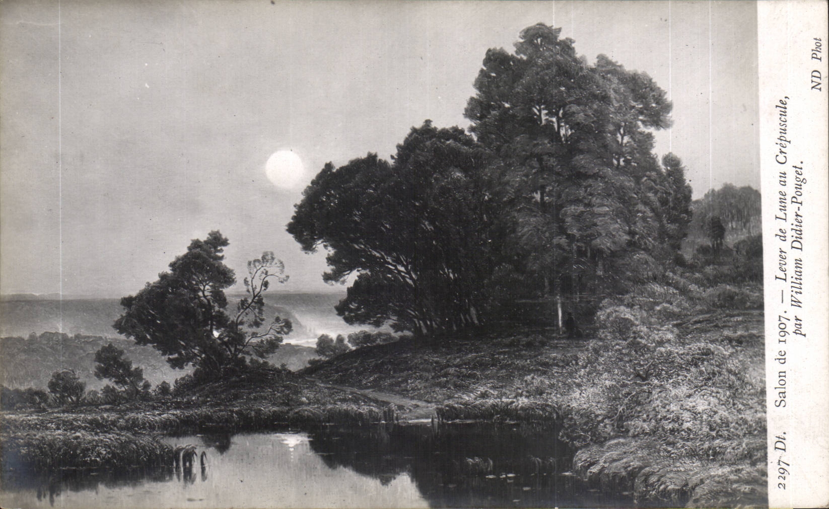 CPA Fantaisie Salon de 1907 Lever de lune au crepuscule William Didier Pouget
