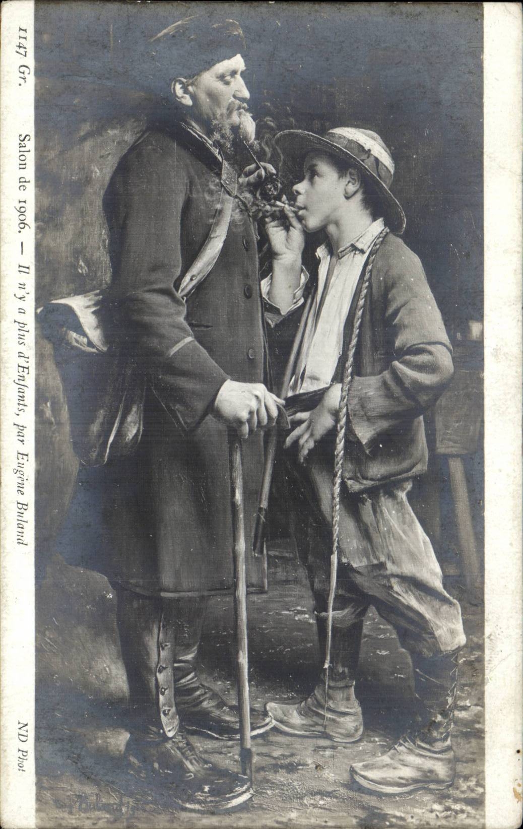CPA Fantaisie Salon 1906 Il n'y a plus d'enfants Eugene Buland Cigarette
