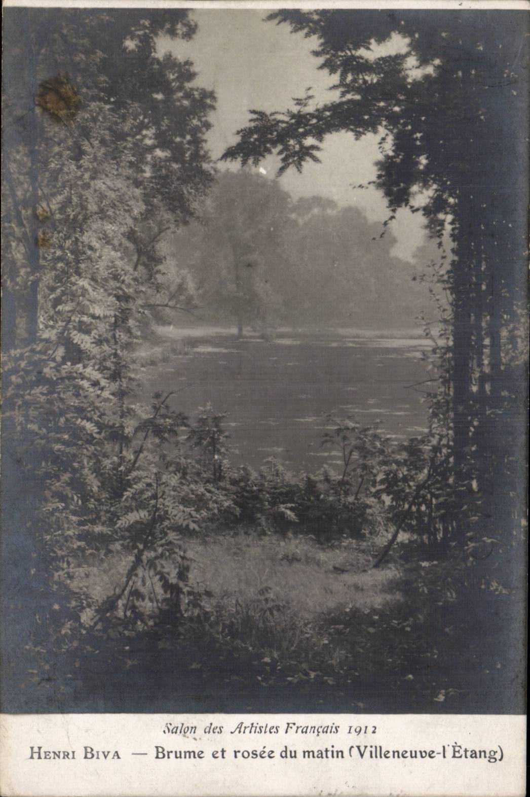 CPA Fantaisie Salon 1912 Henri Biva Brume et rosee du matin Villeneuve l'etang