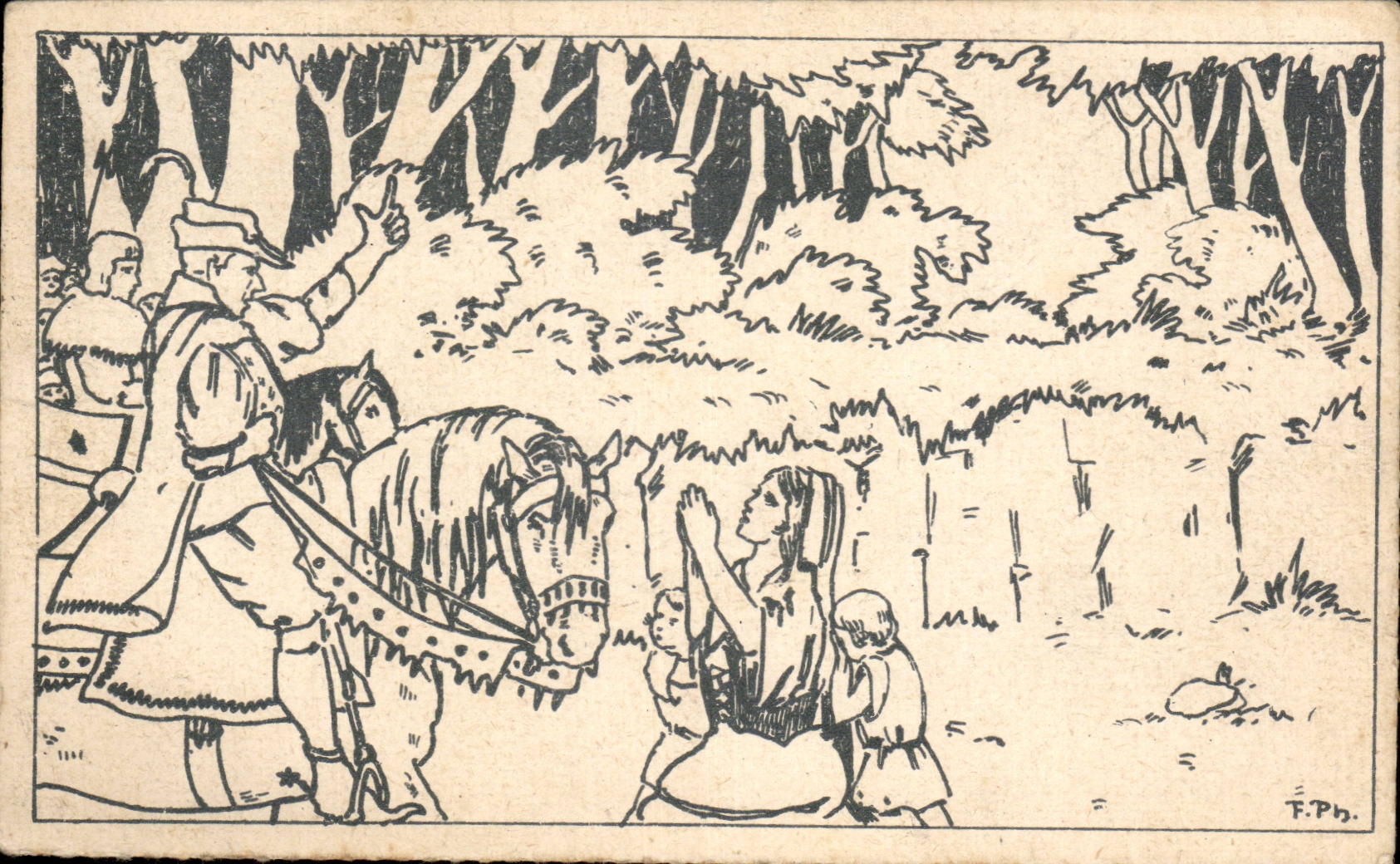 CPA Fantaisie Seigneur et paysans