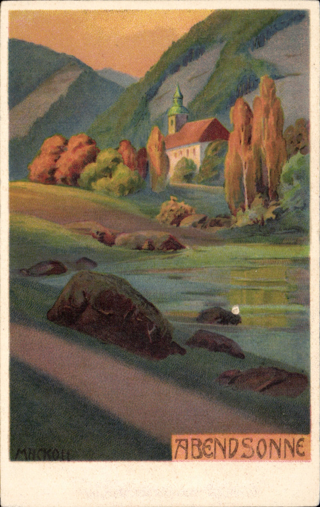 CPA Fantaisie Abendsonne