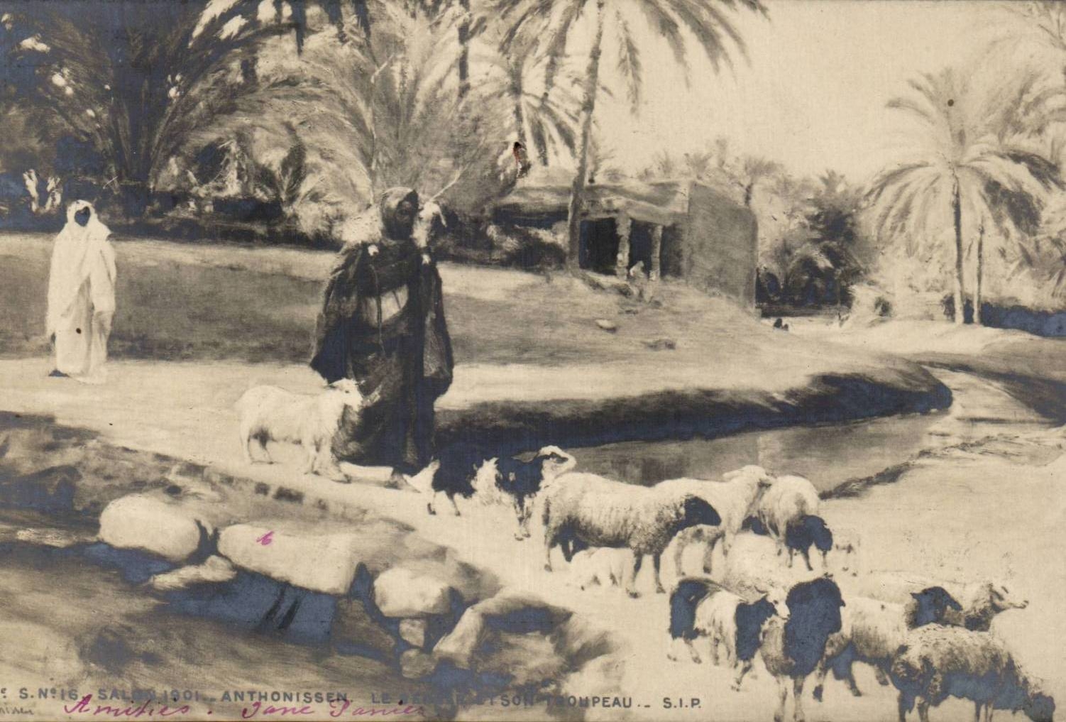 CPA Fantaisie Salon 1901 Anthonissen Le berger et son troupeau Moutons