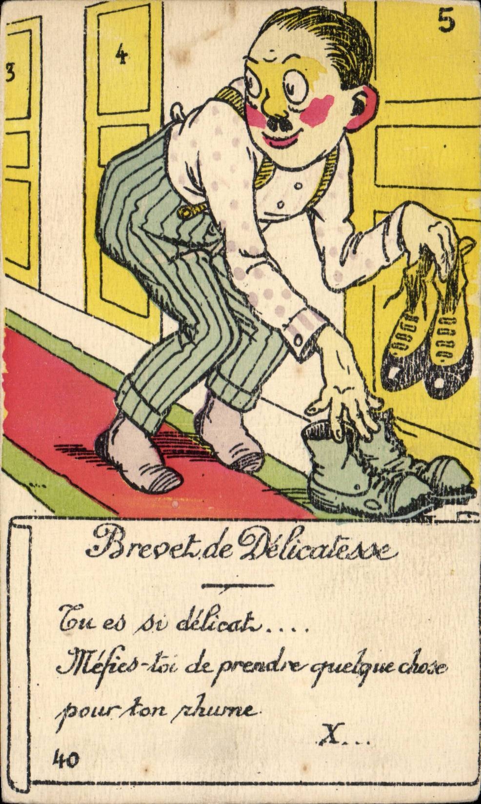 CPA Humour Brevet de delicatesse Voleur de chaussures