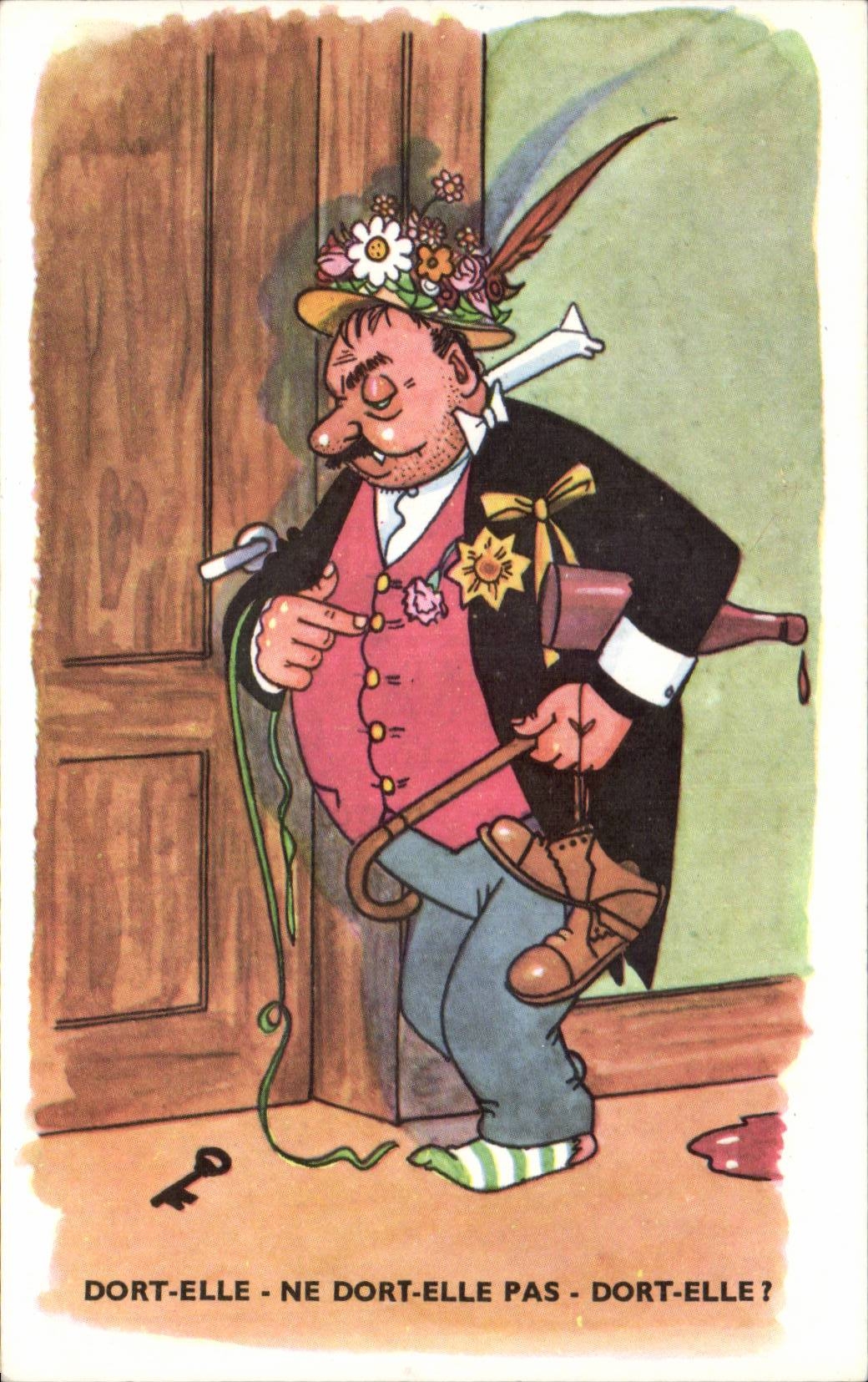 Humour - Illustration - Dort elle - CPA 