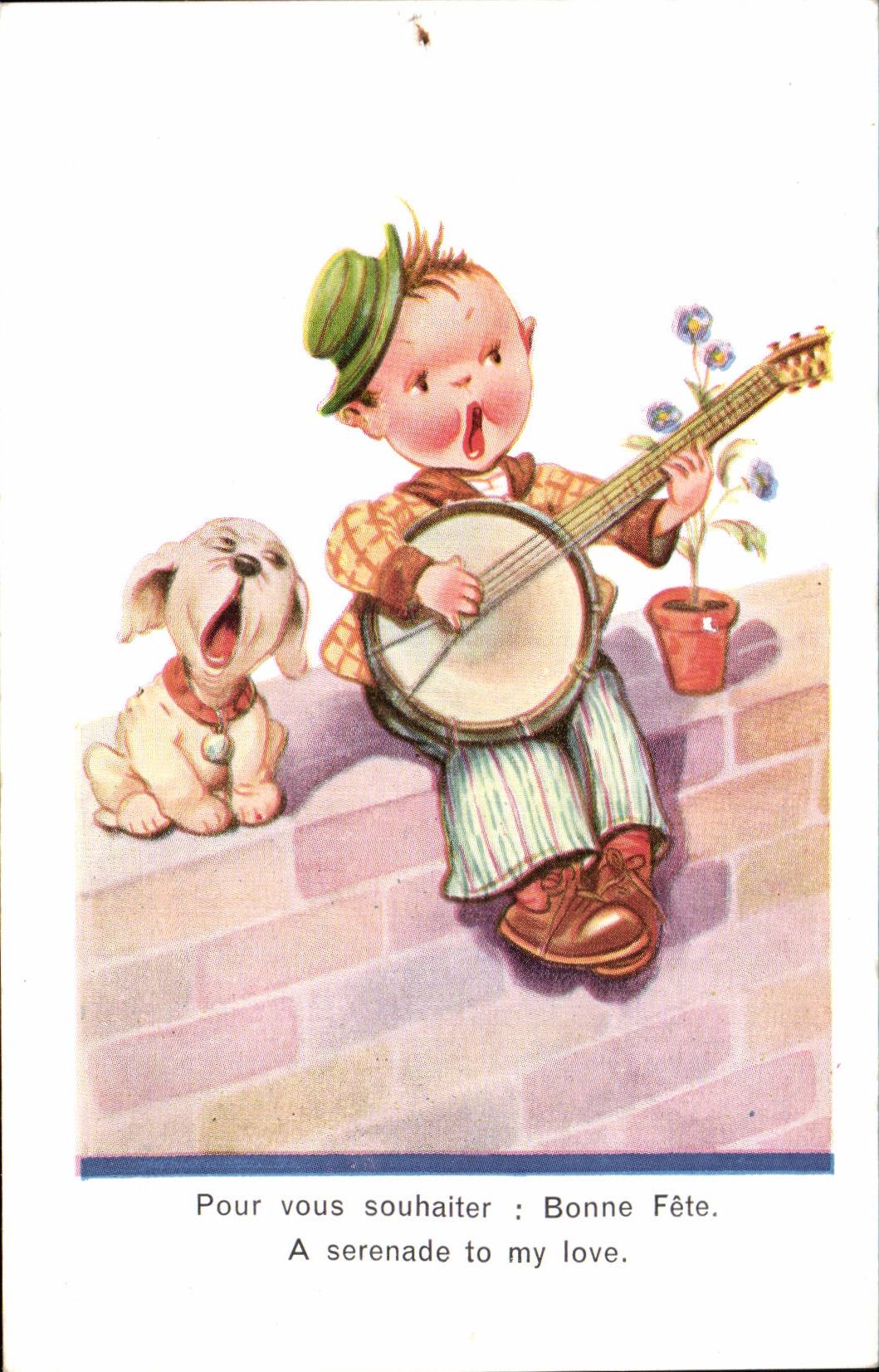 imaginacion - nino - para cantar - perro - el perro - serenata del banjo de las bobinas - CPA