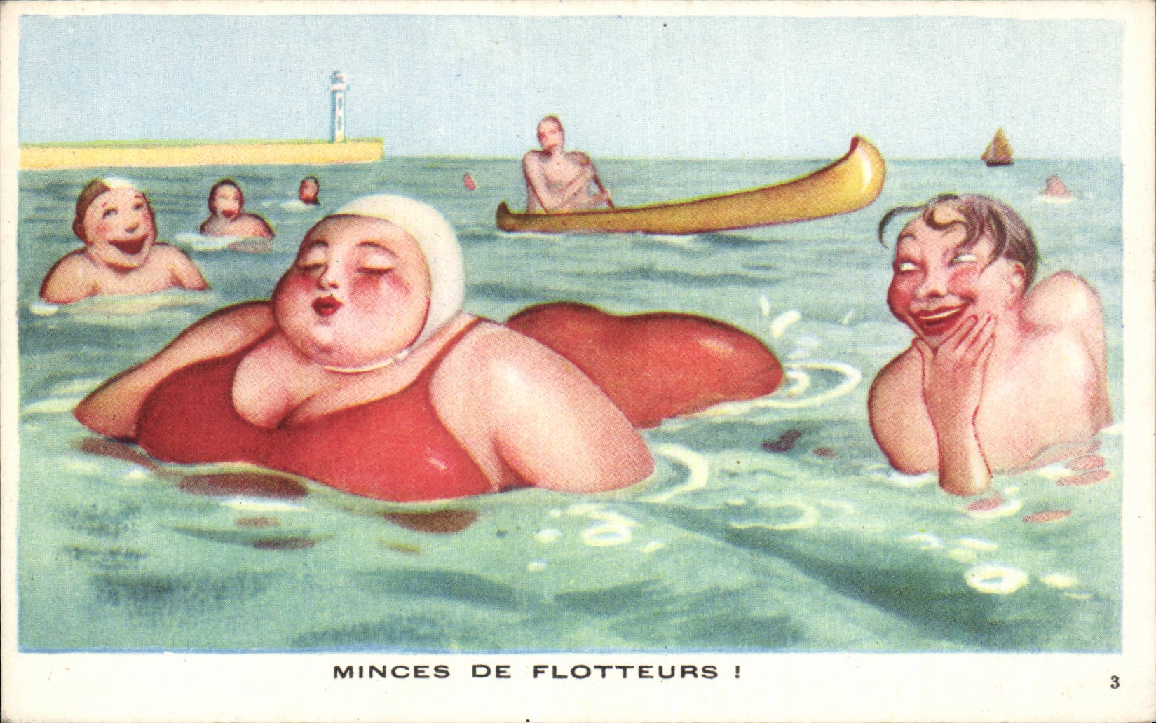 Humour - Illustration - Minces de Flotteurs - bain - swimming - CPA 