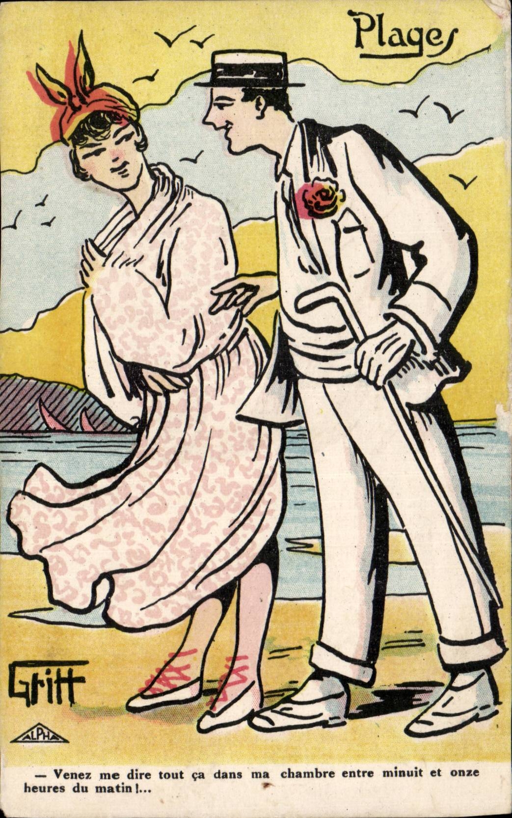 Humour - Illustration - Plages - Couple - Gritt - CPA 