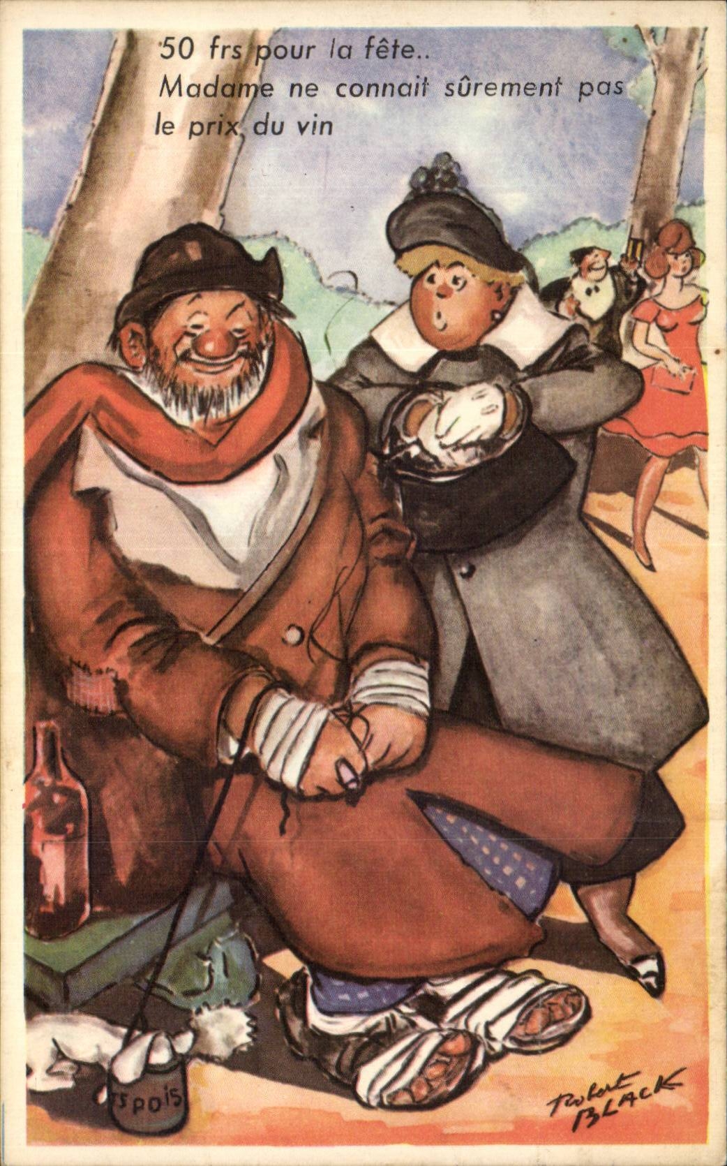 Humour - Illustration - 50 frs pour la fete - CPA Robert Black