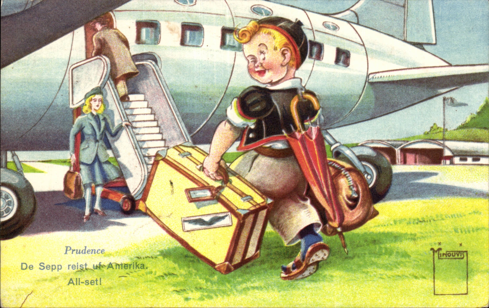 Fantasia - nino - plano - aeroplano - fijado todo!   - CPA