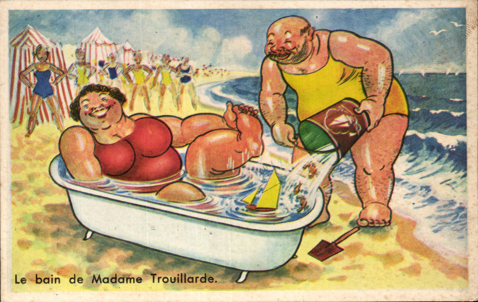 Humour - Illustration - La Bain du Madame - CPA 