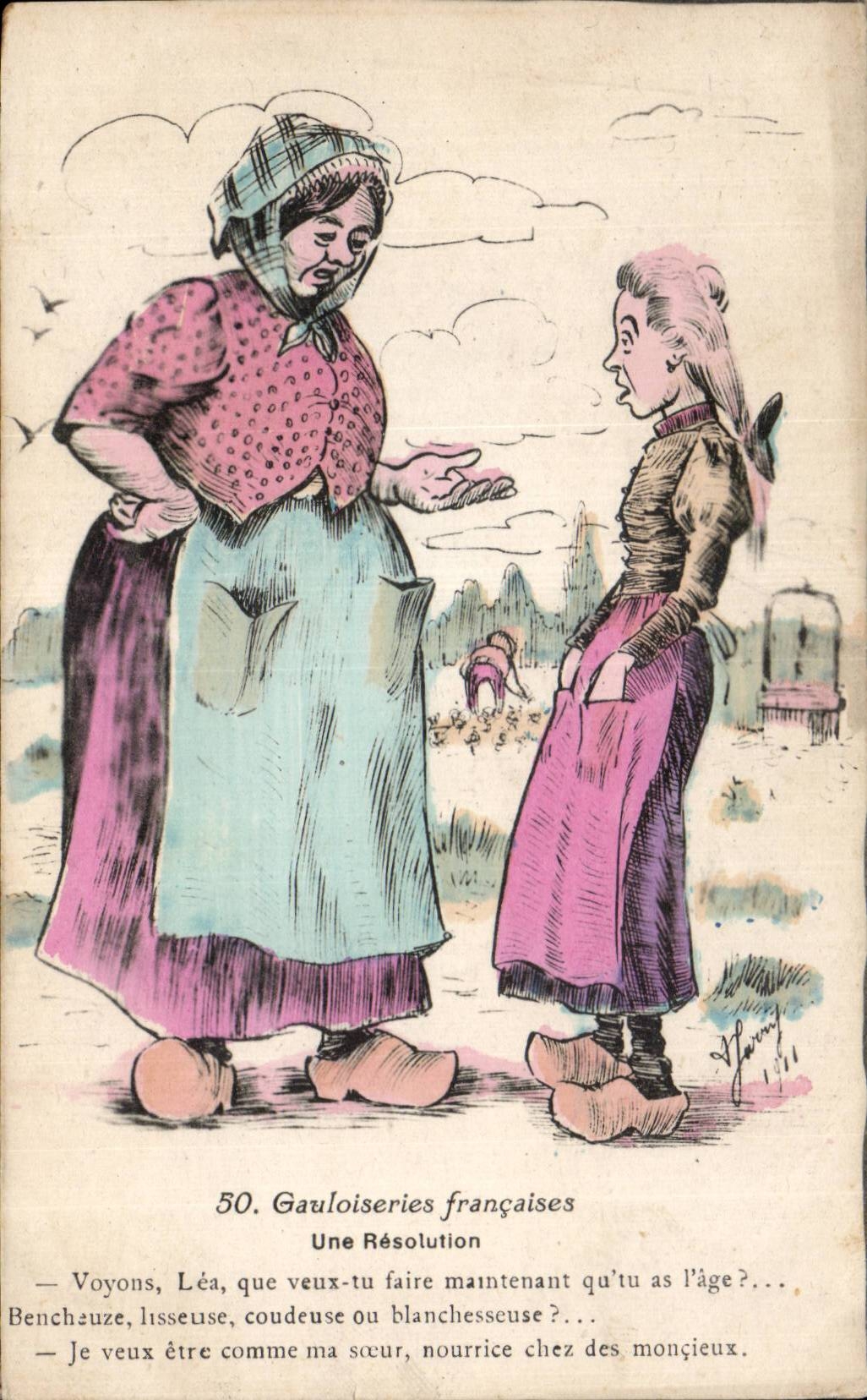 Humour - Illustration - Gauloiseries Francaises Une Resolution - CPA 