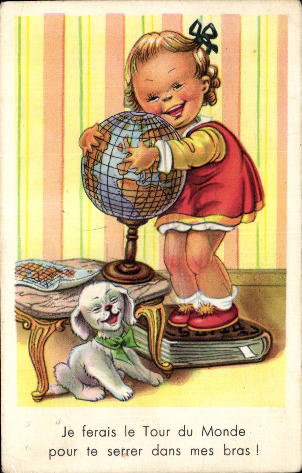 Fantasia - ninos haria la vuelta del mundo - perro - perro - CPA