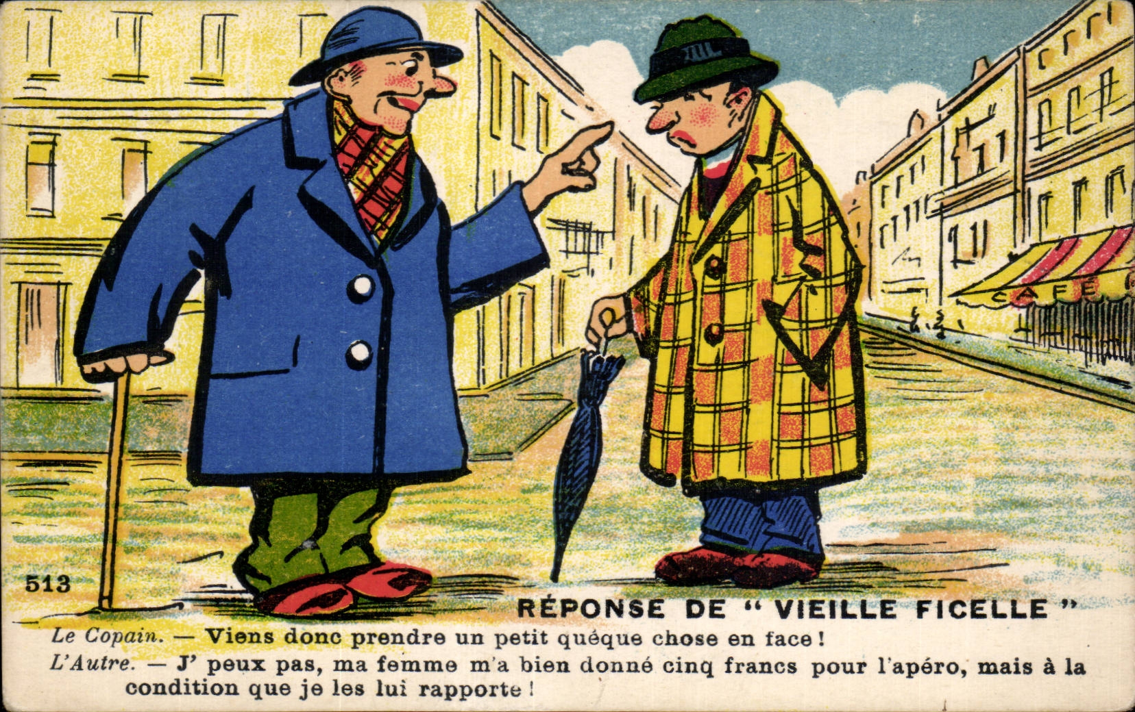 Humour - Illustration - Reponse de Vieille Ficelle - CPA 