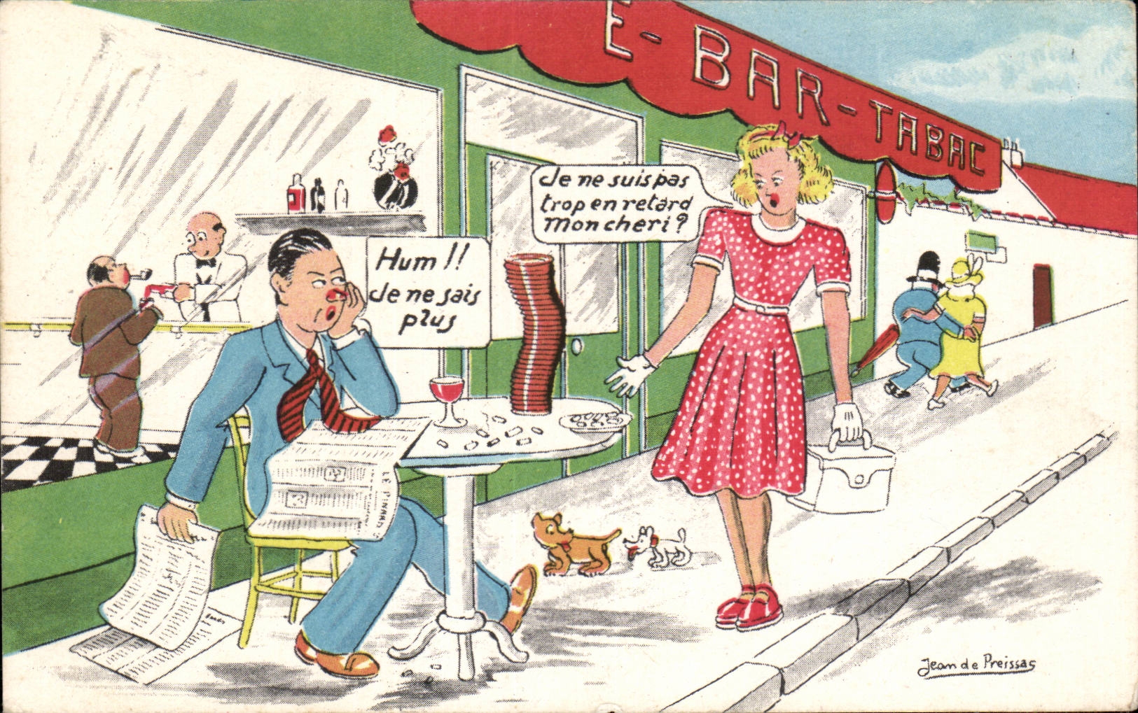 Humour - Illustration - Je ne suis pas trop en retard - CPA 