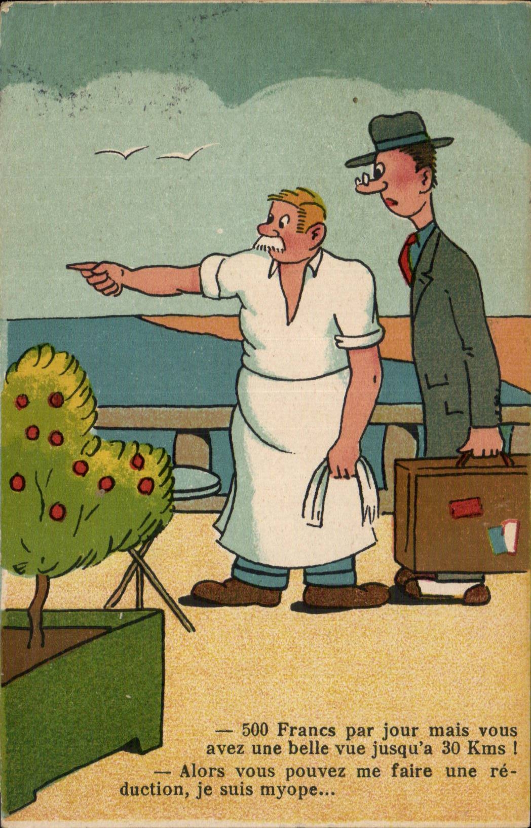 CPA Fantaisie Humour 500 francs par jour 