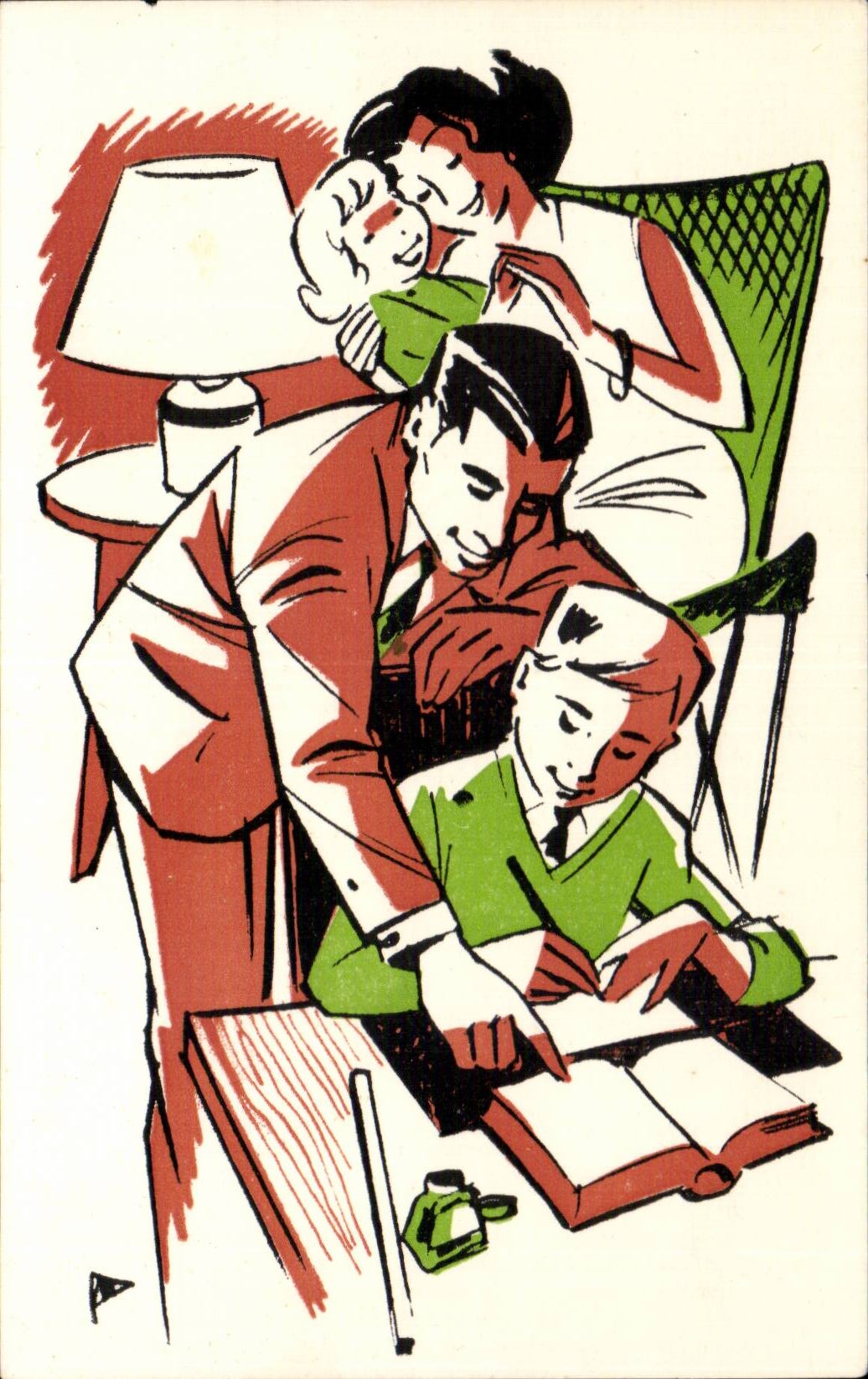 Nino de la fantasia de CPSM y sus padres