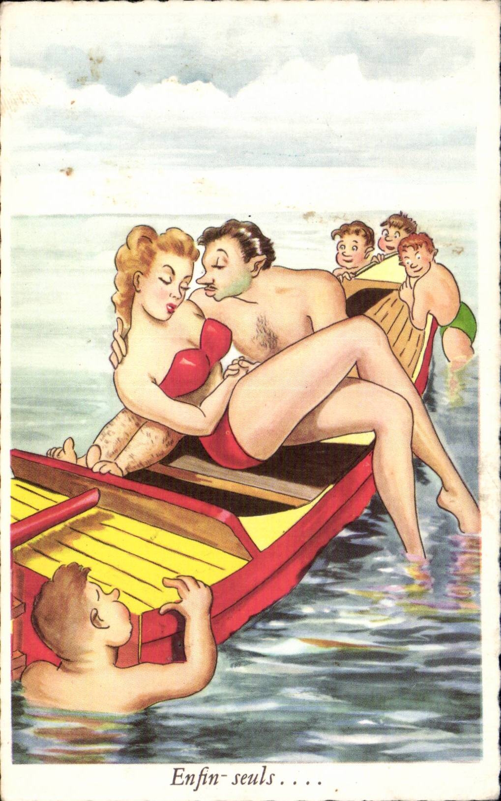 CPA Fantaisie Humour Enfin seuls 