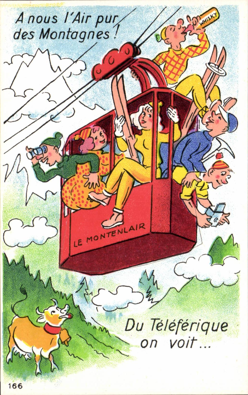 Humour - Illustration - sports d'hiver - ski - CPA 