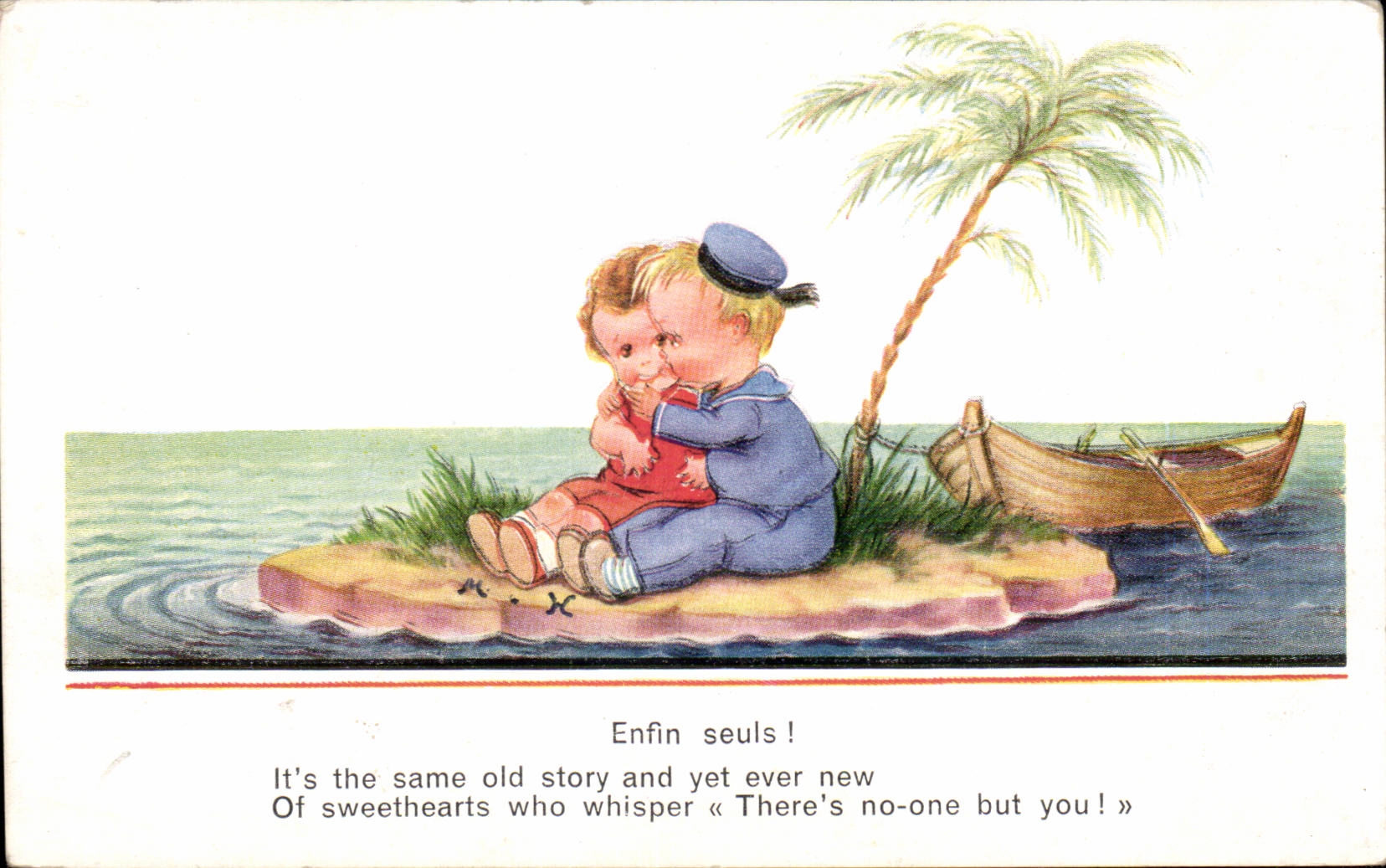 Ninos - ilustracion - finalmente solamente - isla - isla - CPA