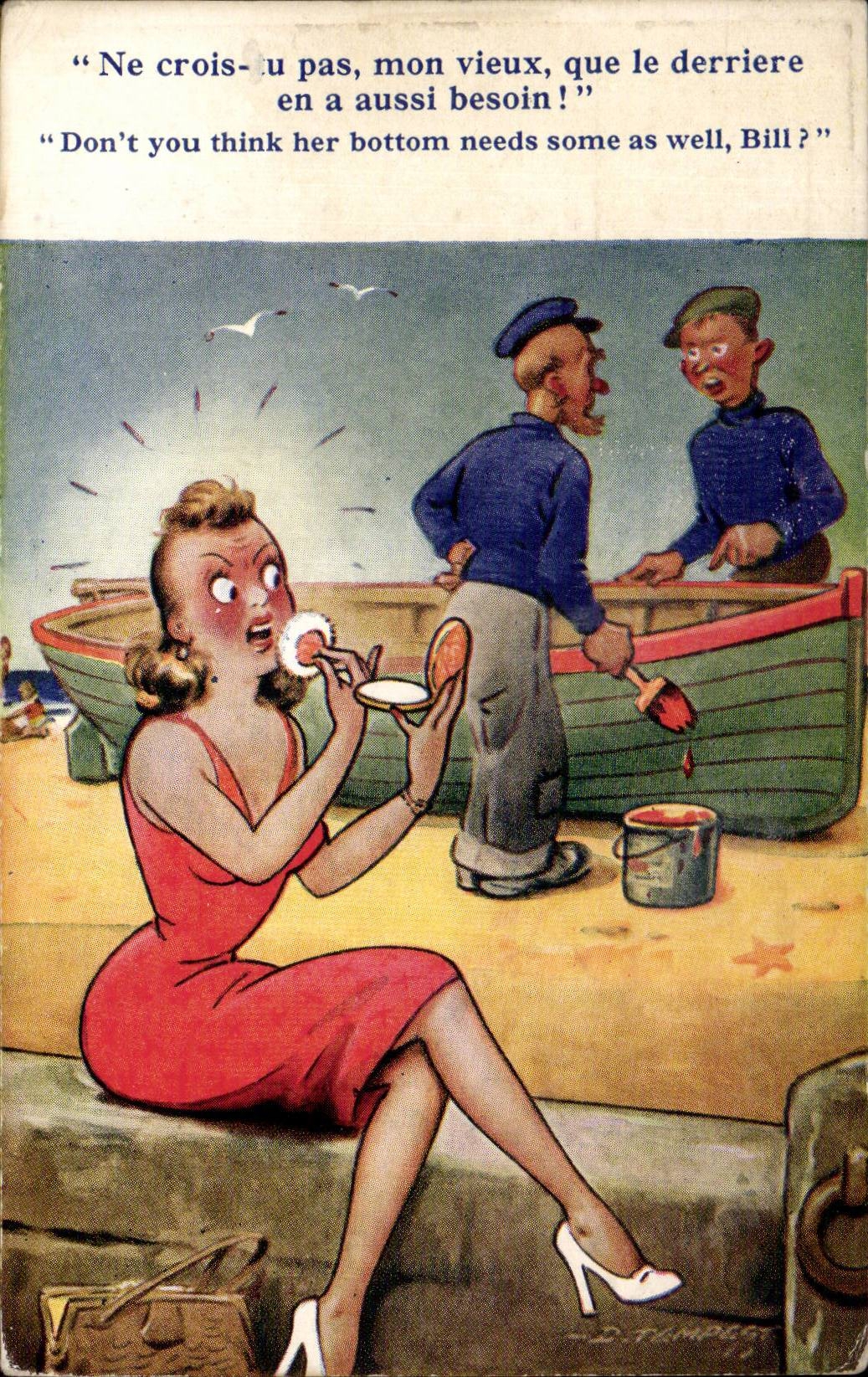 Humour - Illustration - Don't you think her bottom needs some as well - CPA 