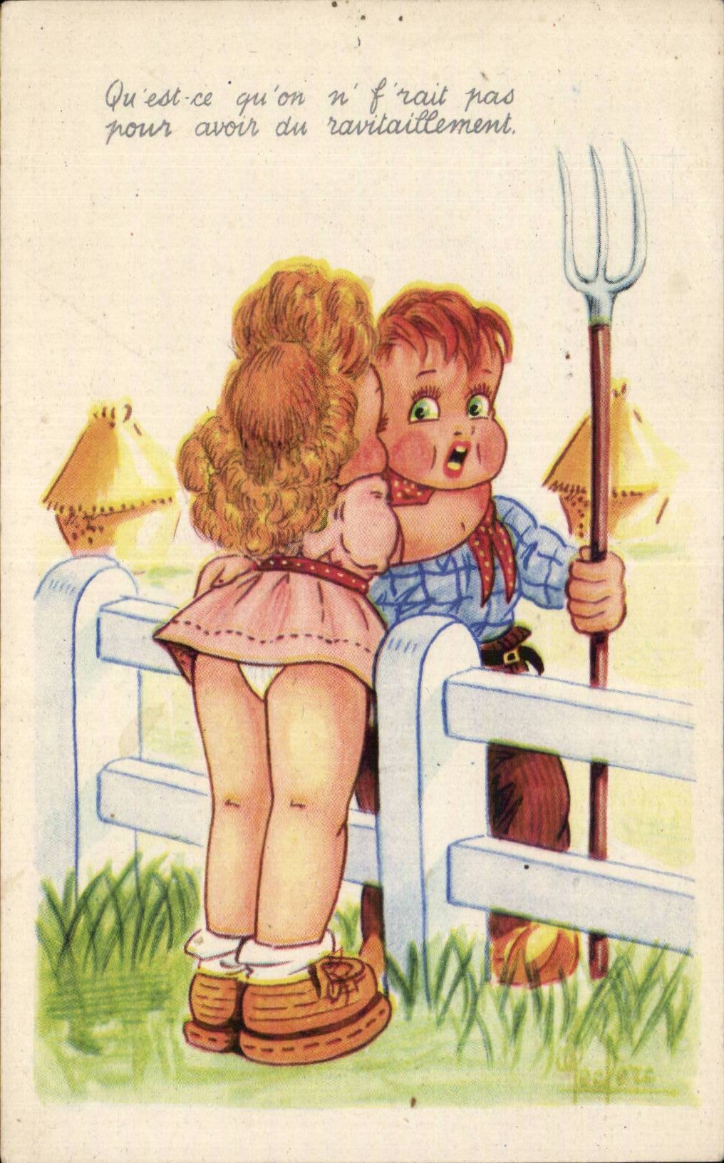 Nino - bebe - ilustracion - ninos queridos del granjero - CPA