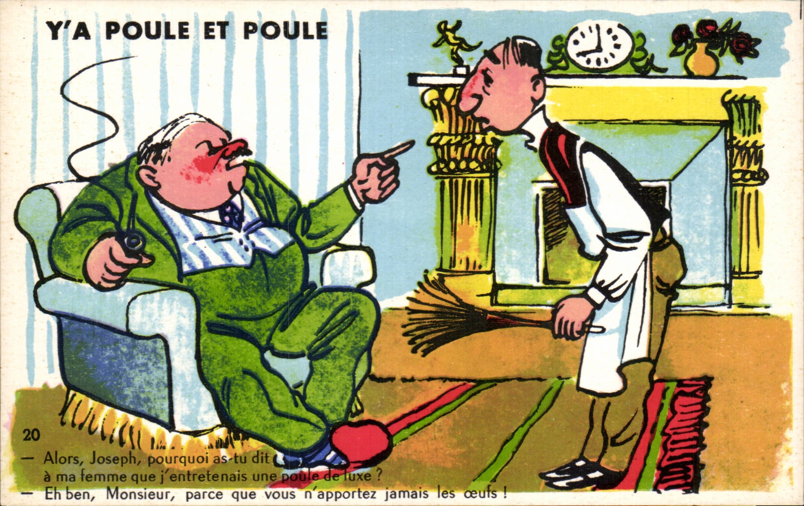 Humour - Illustration - Y'a Poule et poule - pipe - CPA 
