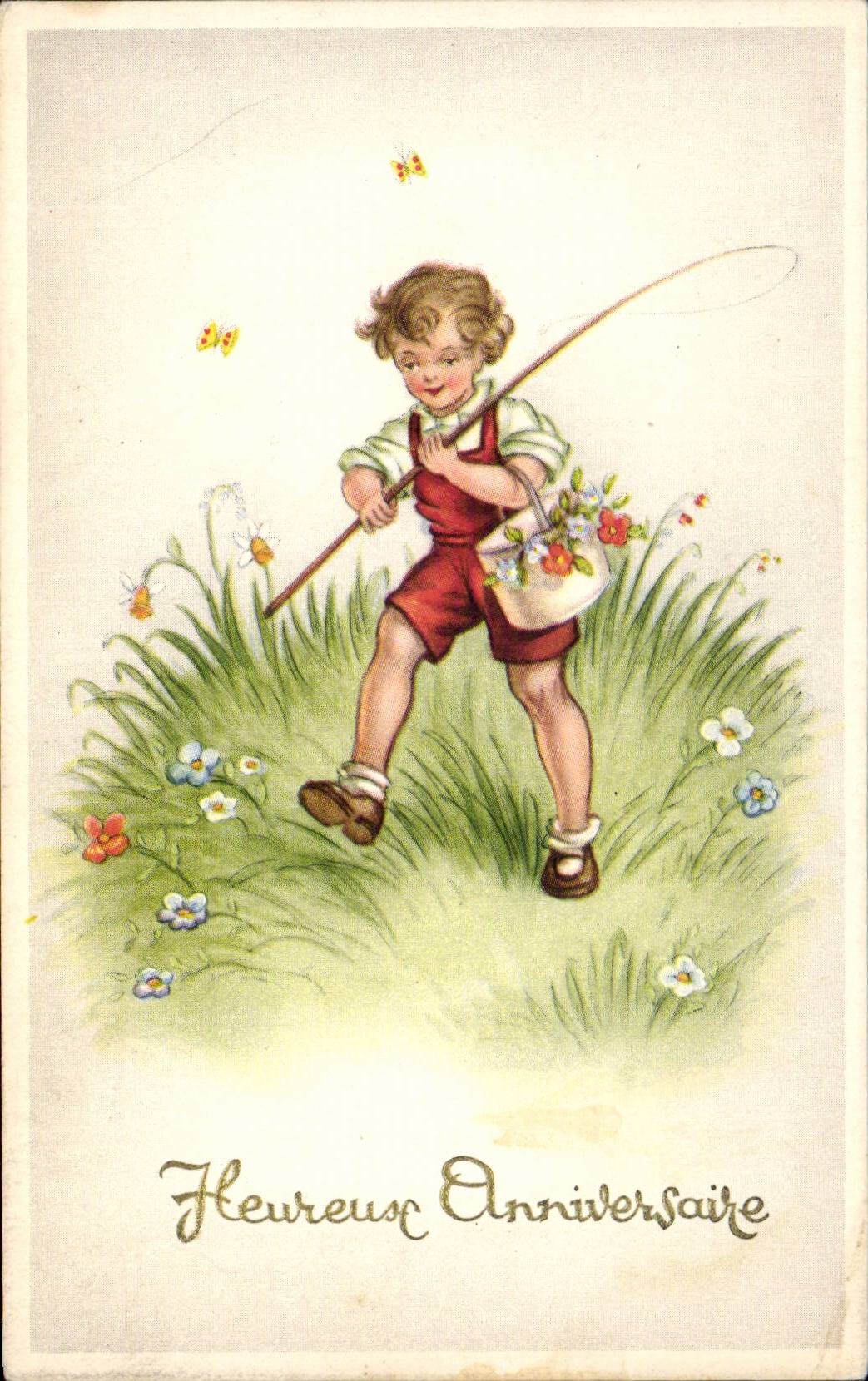 Fantasia - ninos - pesca que va del pequeno muchacho del criado - el pecado - CPA