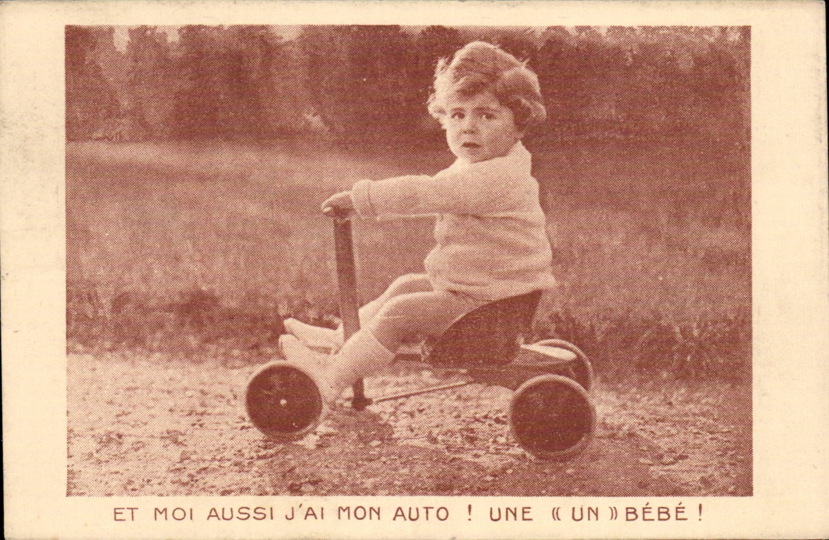 Fantasia - ninos - nino querido uno de tres ruedas - CPA