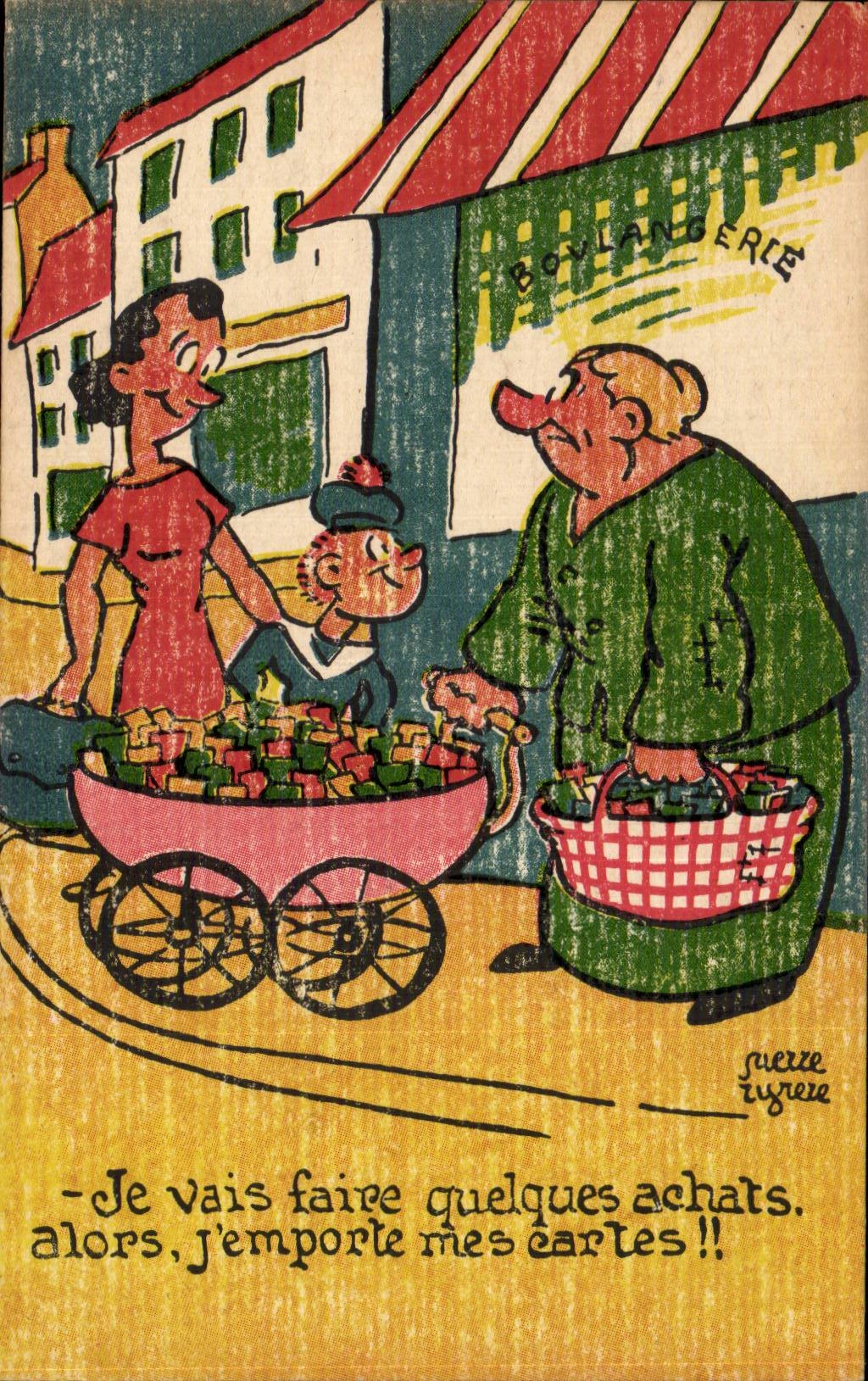 Humour - IlIustration - je vais faire quelque achats - CPA 