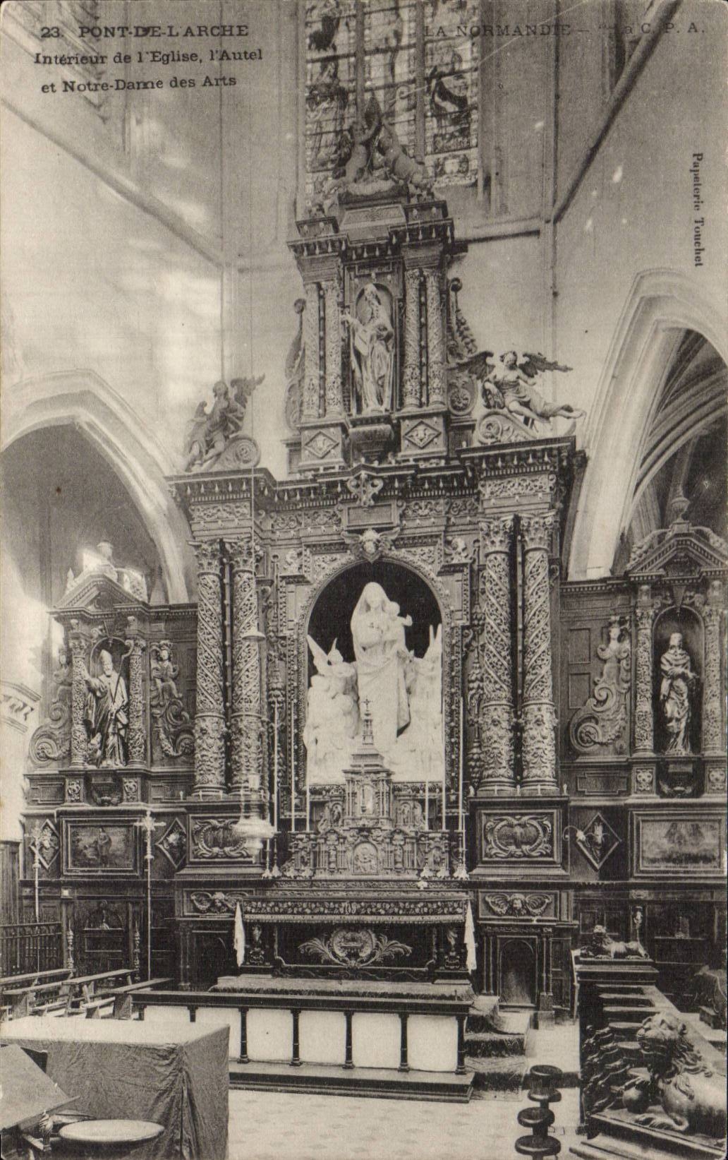 Pont de l'Arche - the Church - Interior - CPA